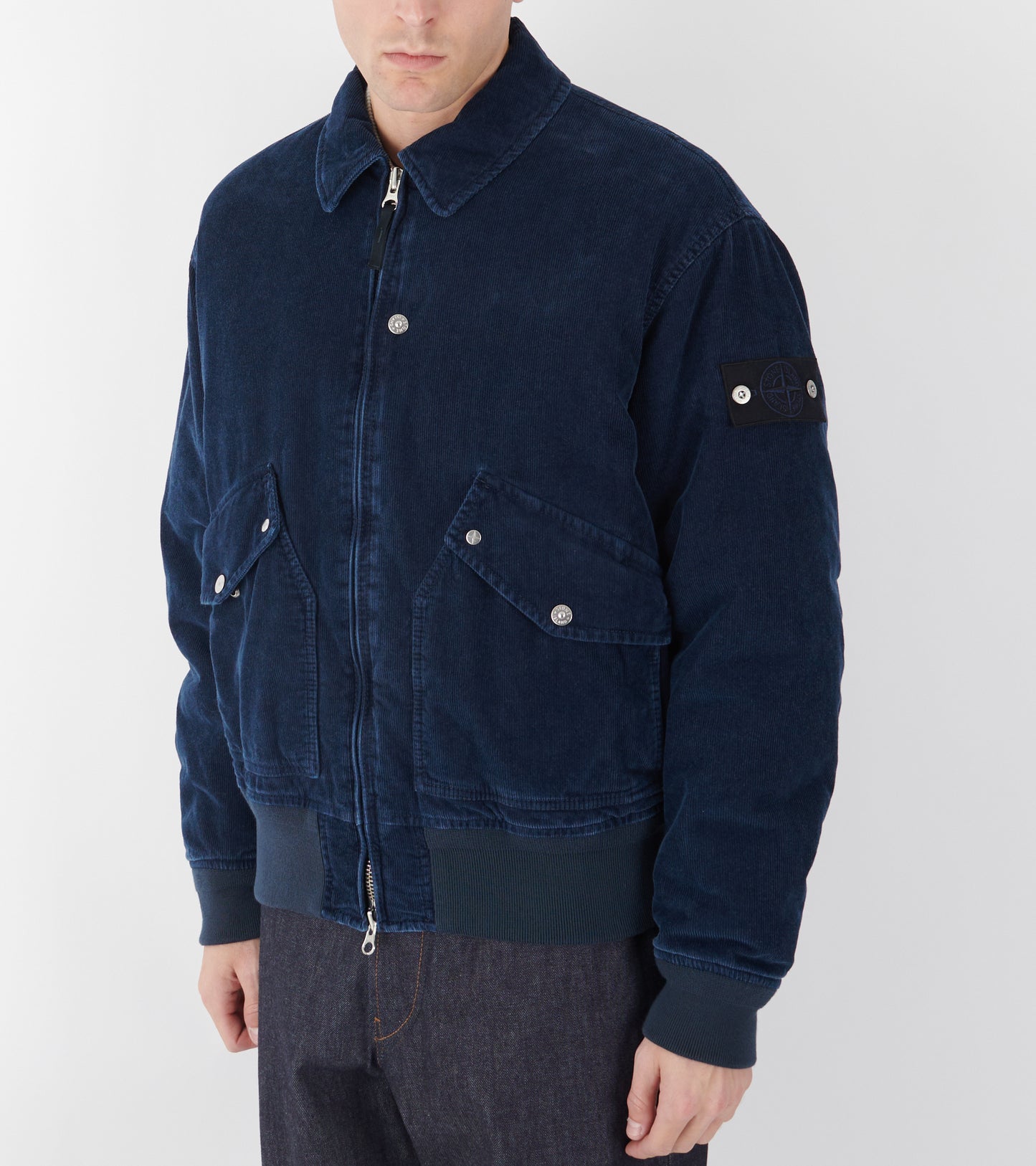 Micro Corduroy Rinsed Padded Jacket Dark Blue