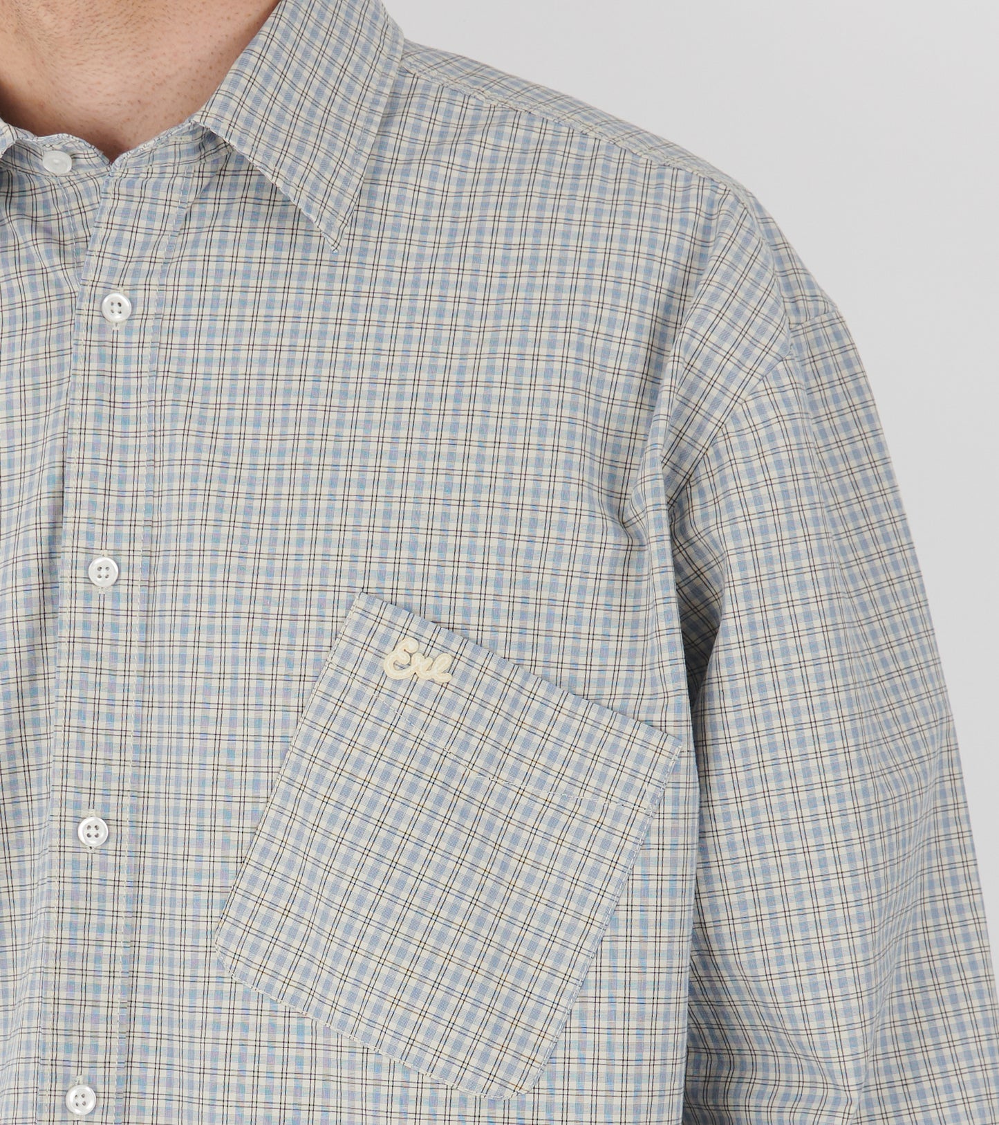 Relaxed Light Check Shirt Blue/Cream