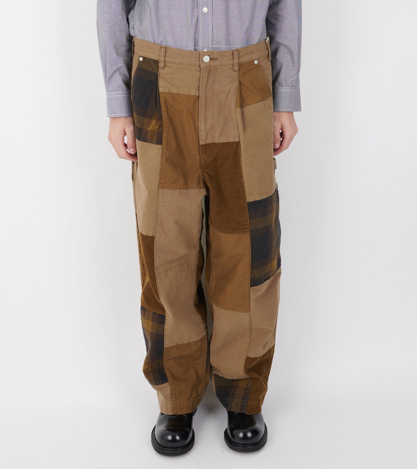Corduroy Patch Trousers Beige/Brown Mix