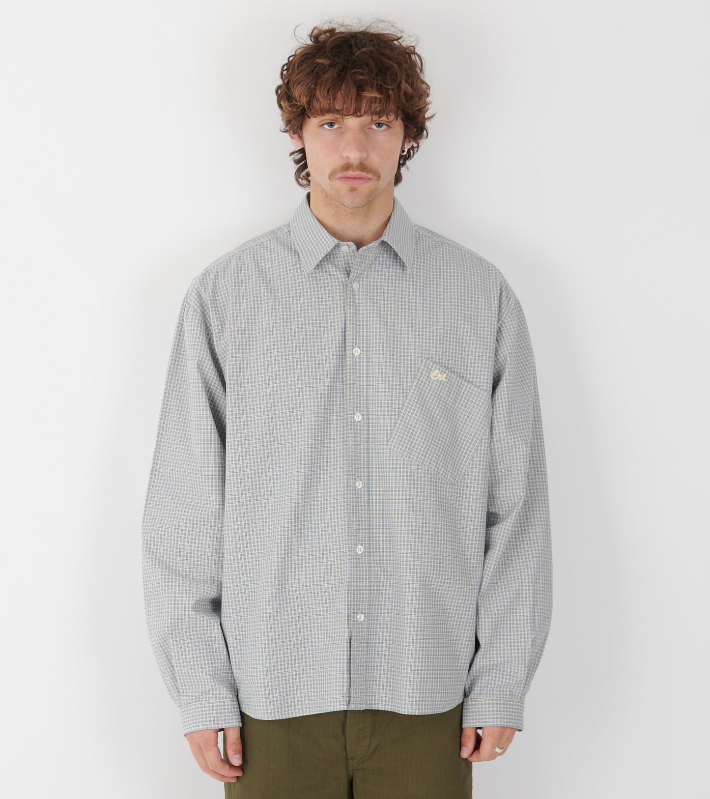 Relaxed Light Check Shirt Blue/Cream