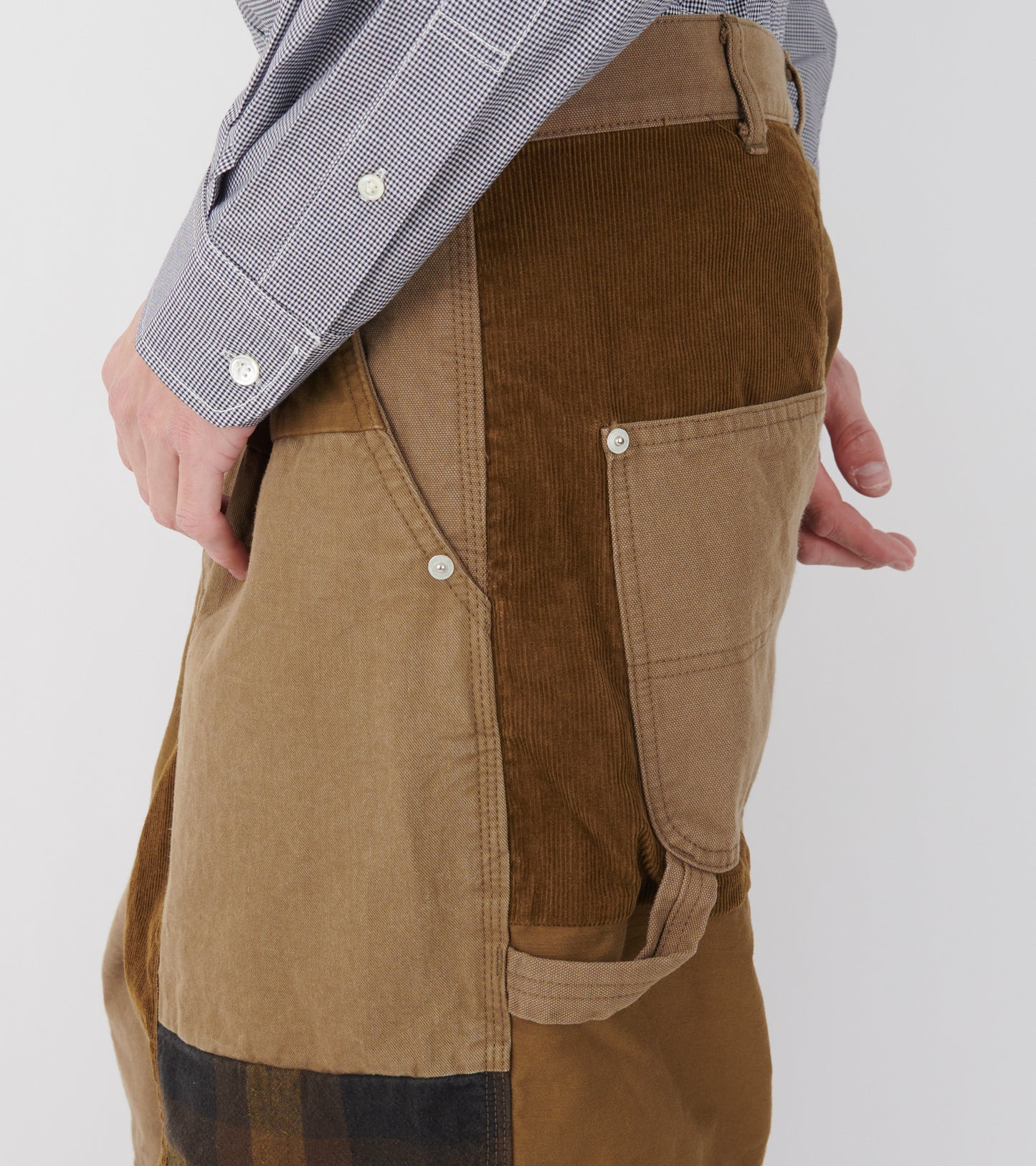 Corduroy Patch Trousers Beige/Brown Mix