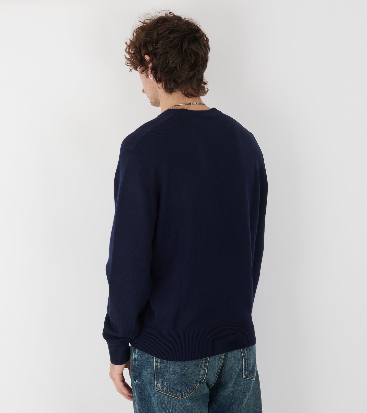 Moon Merino V Neck Navy