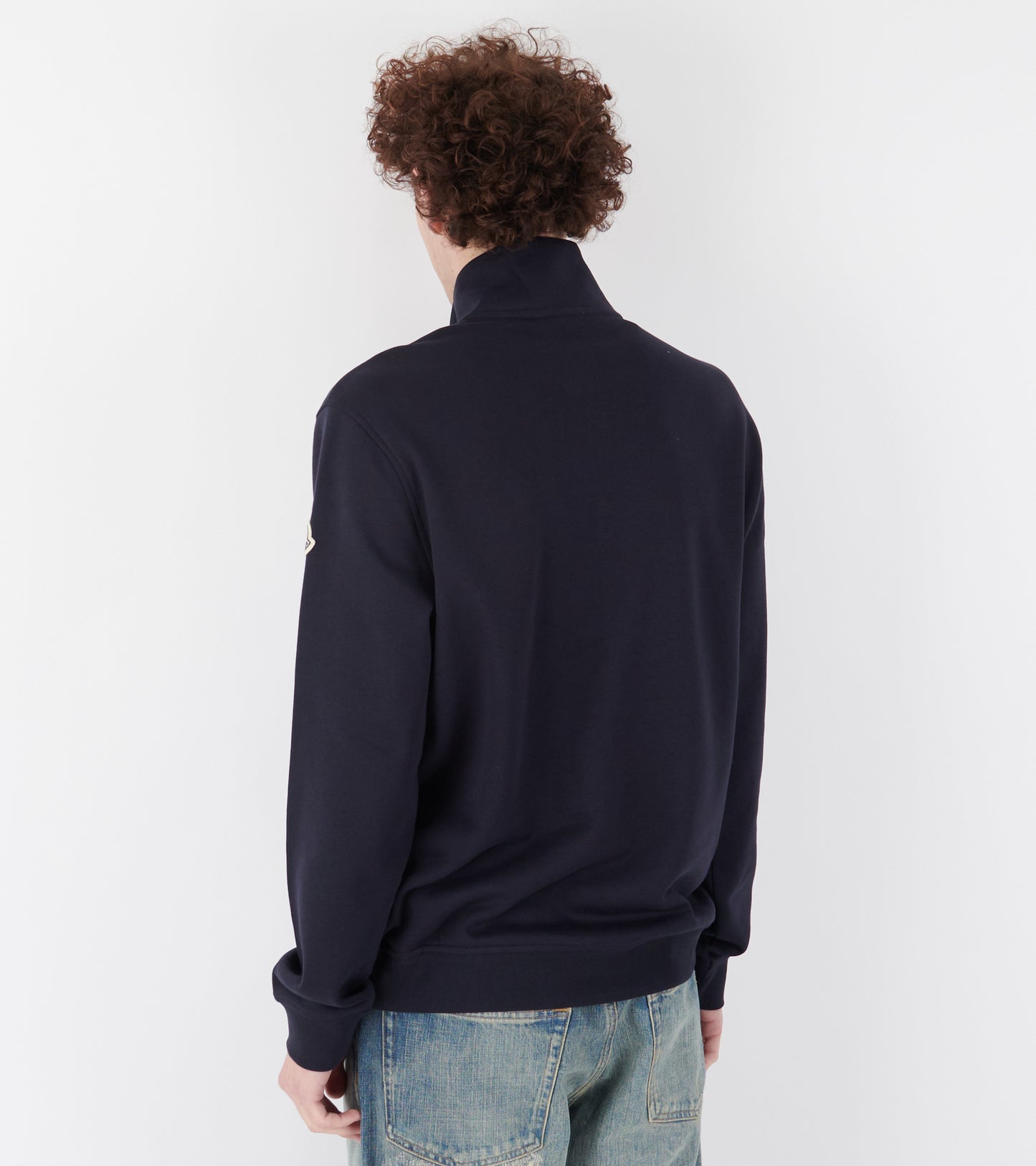 Embroidered Logo Polo T-neck Sweatshirt Navy