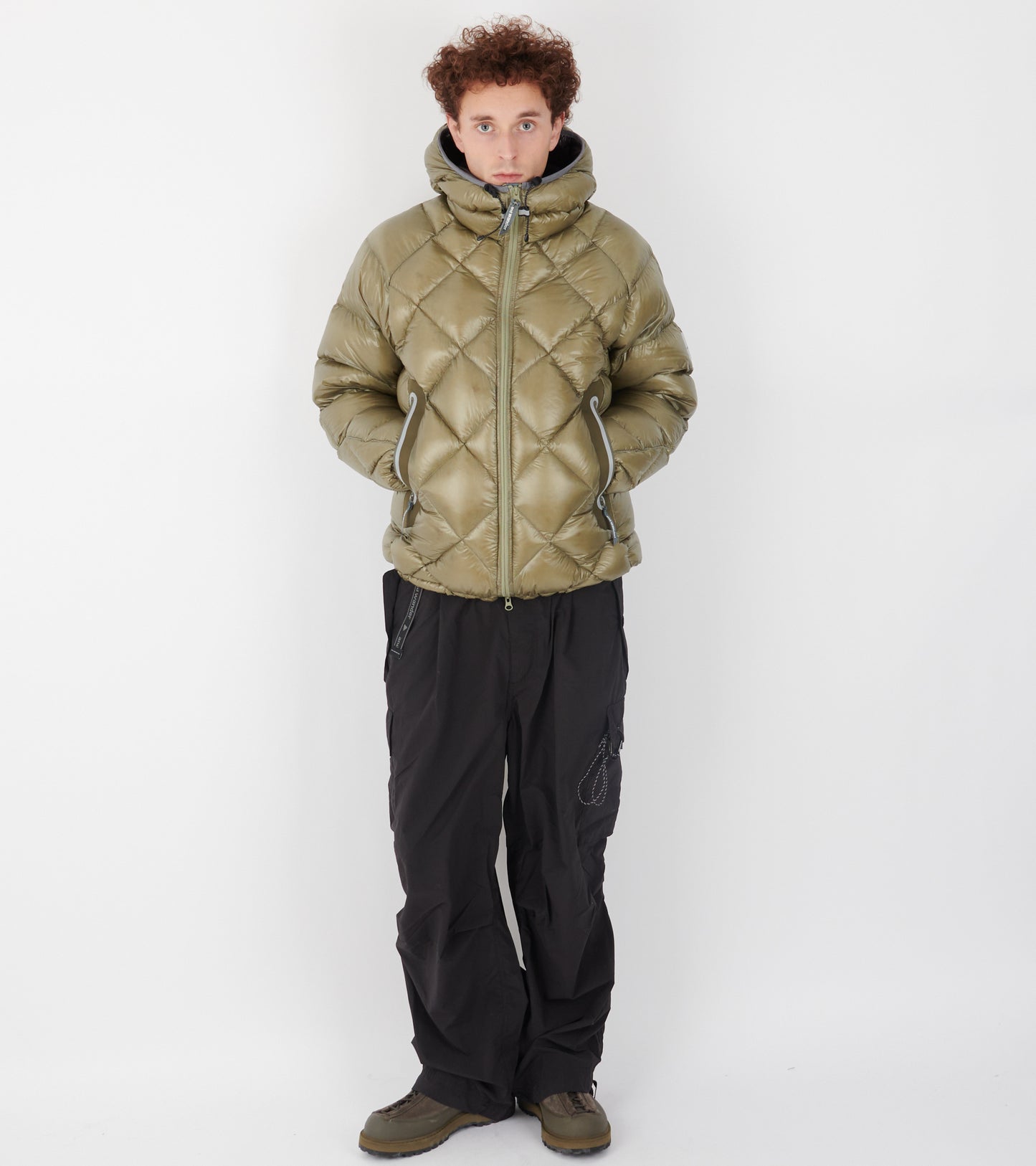 Diamond Stitch Down Hoodie Olive