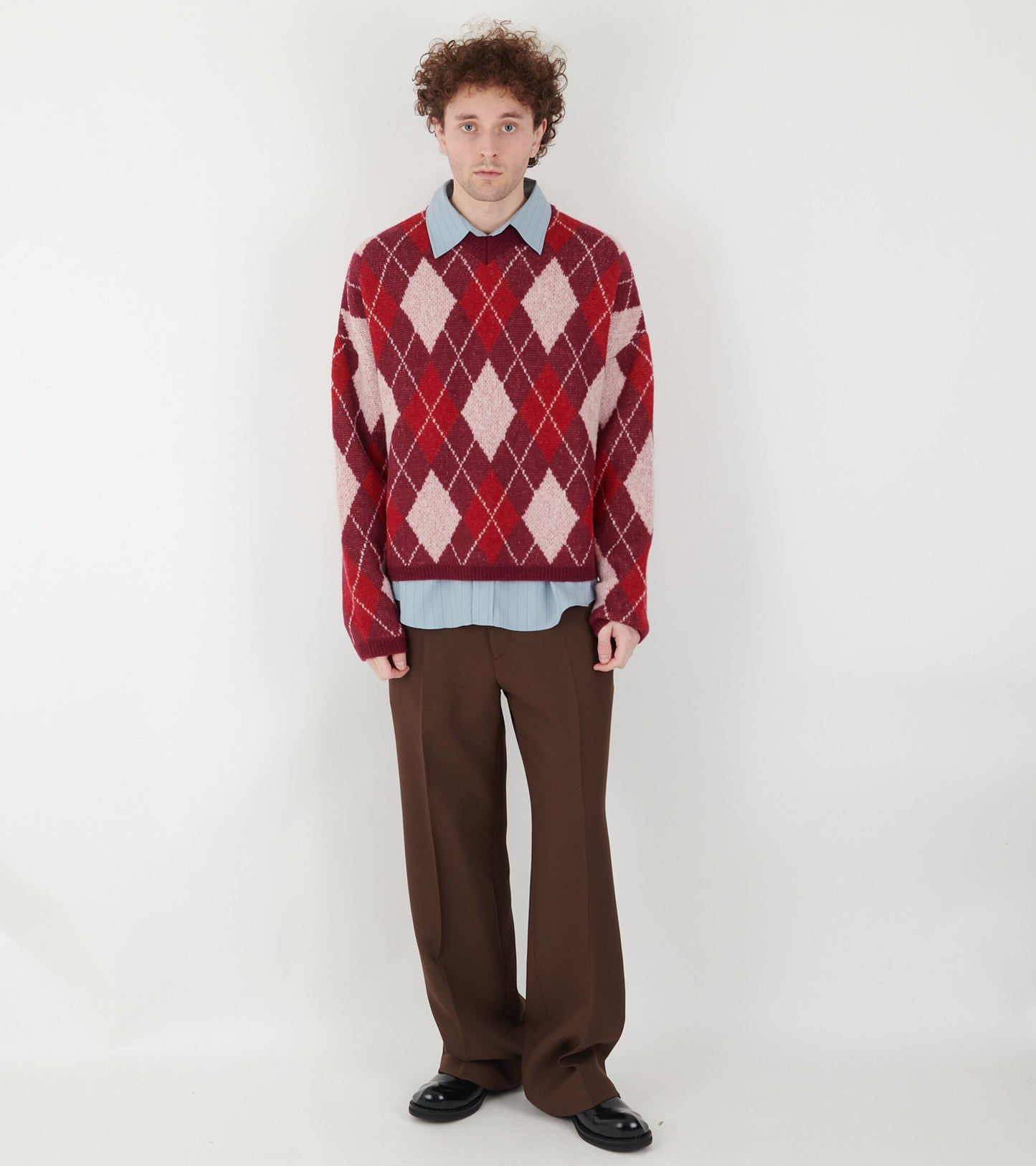 Gyle Knitted V-neck Sweater Pink/Red