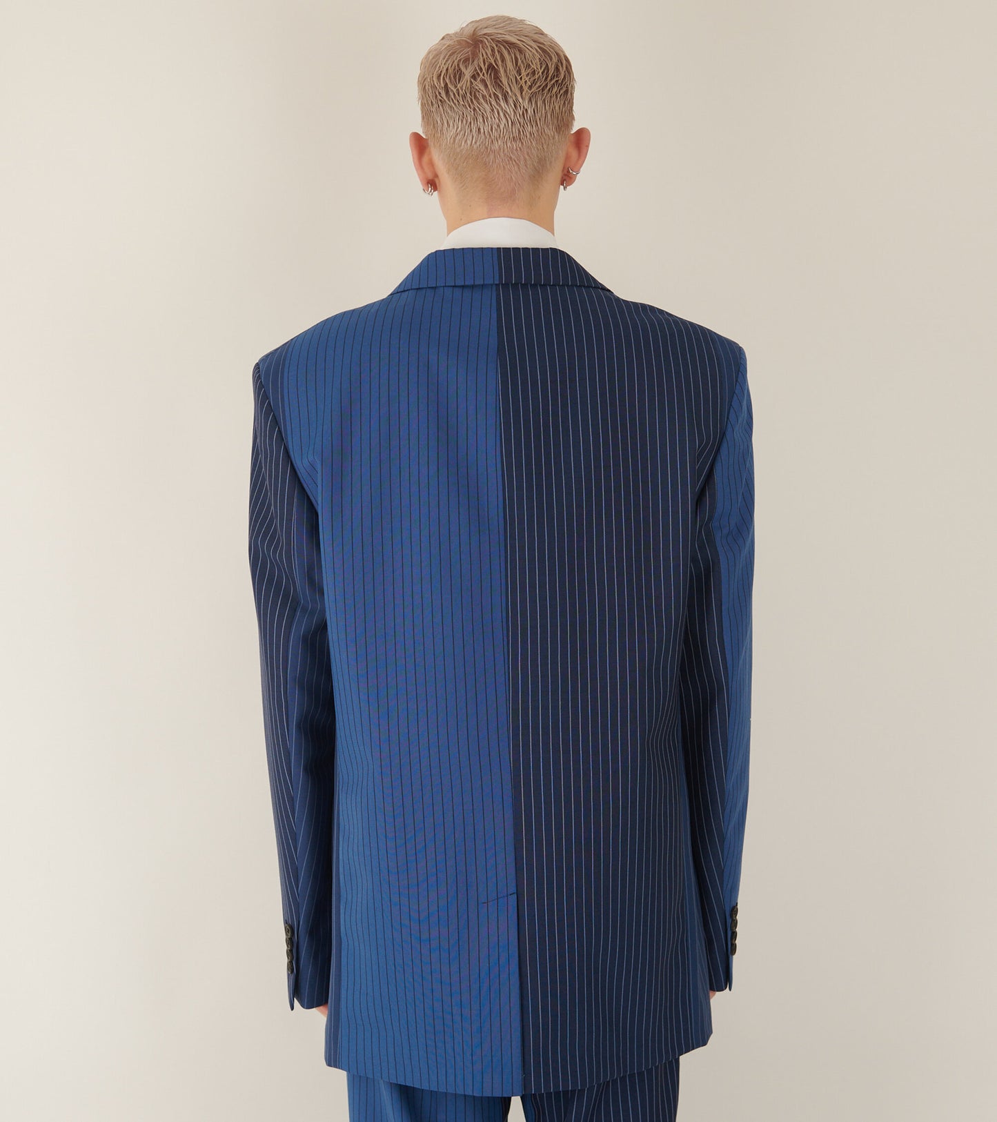 Degrade Pinstripe Wool Blazer Blue Mix