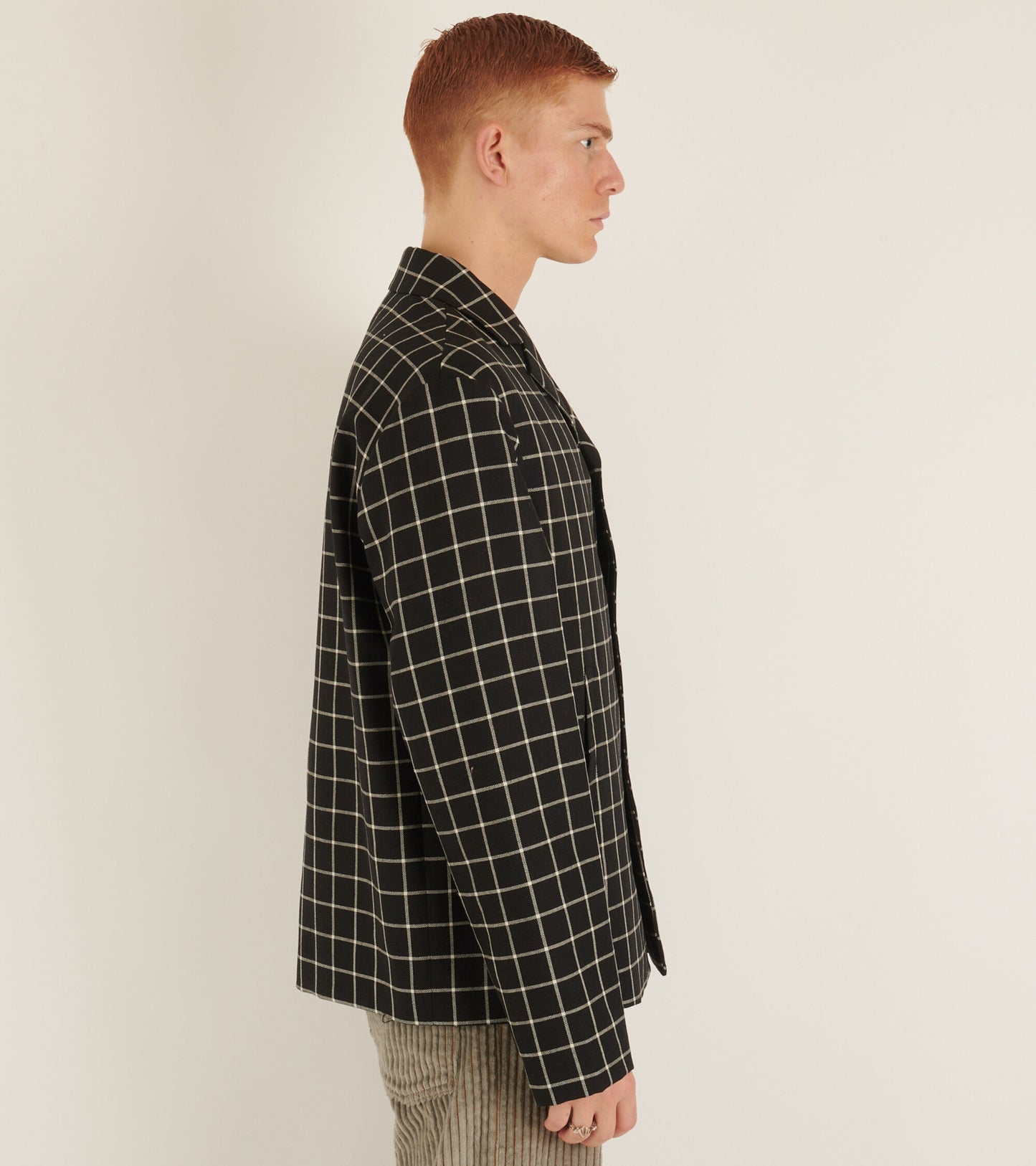 Checkered Wool Blazer Black