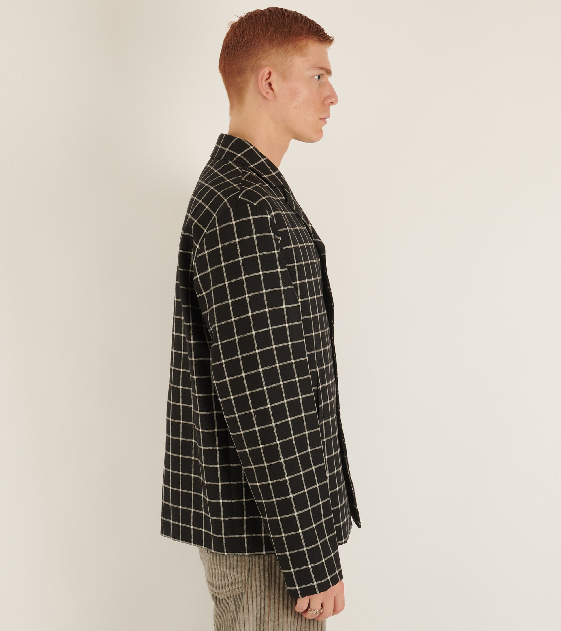 Checkered Wool Blazer Black