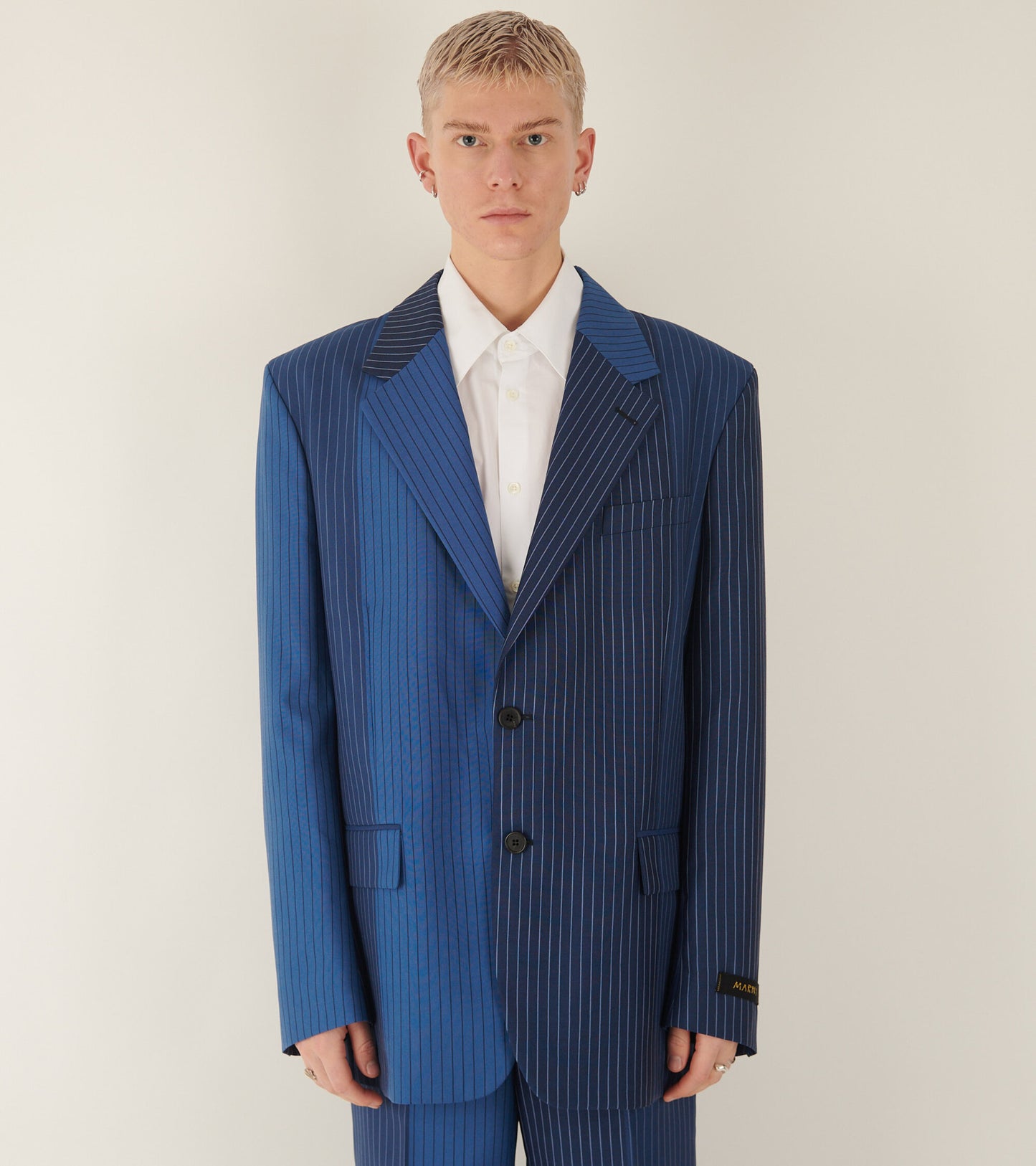 Degrade Pinstripe Wool Blazer Blue Mix