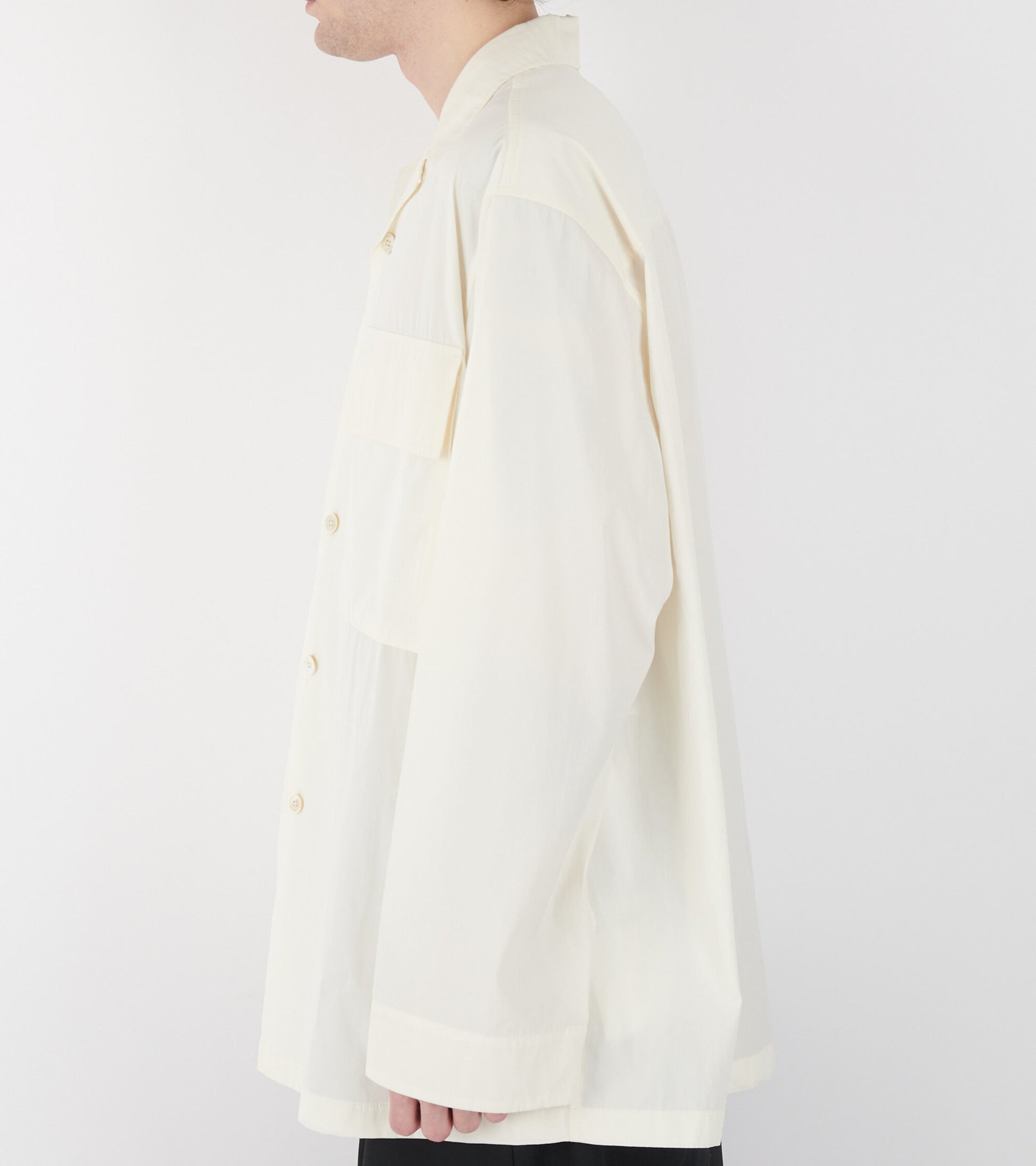 Glass Finished Poplin Shirt Eggshell