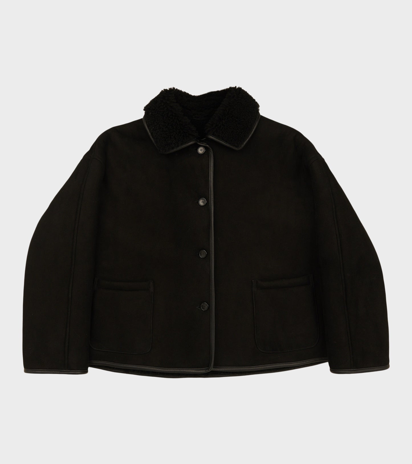 Suede Back Curly Hair Avis Jacket Black