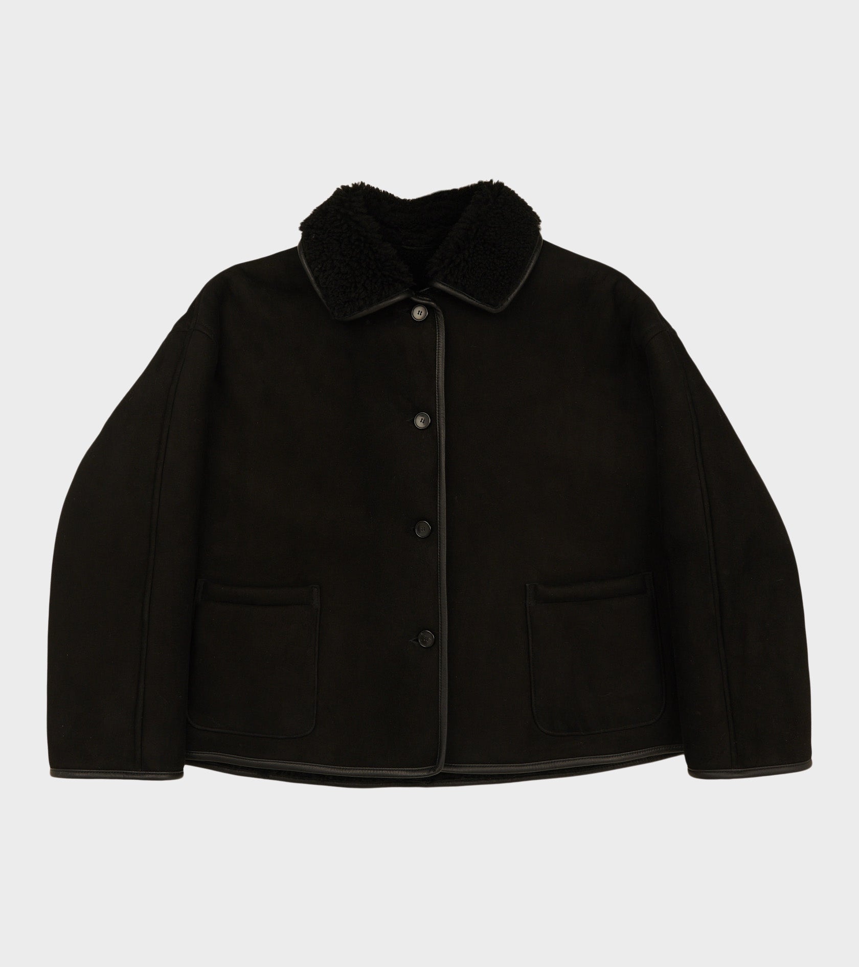 Suede Back Curly Hair Avis Jacket Black