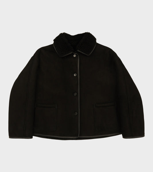 Suede Back Curly Hair Avis Jacket Black