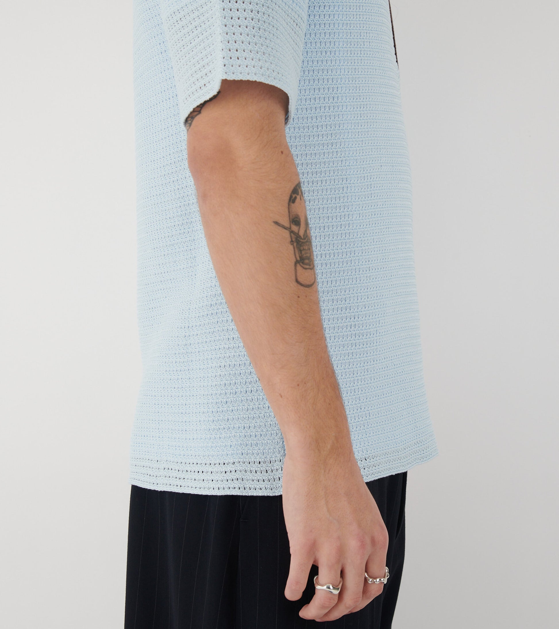 Knit Polo T-shirt Sky Blue/Earth Brown