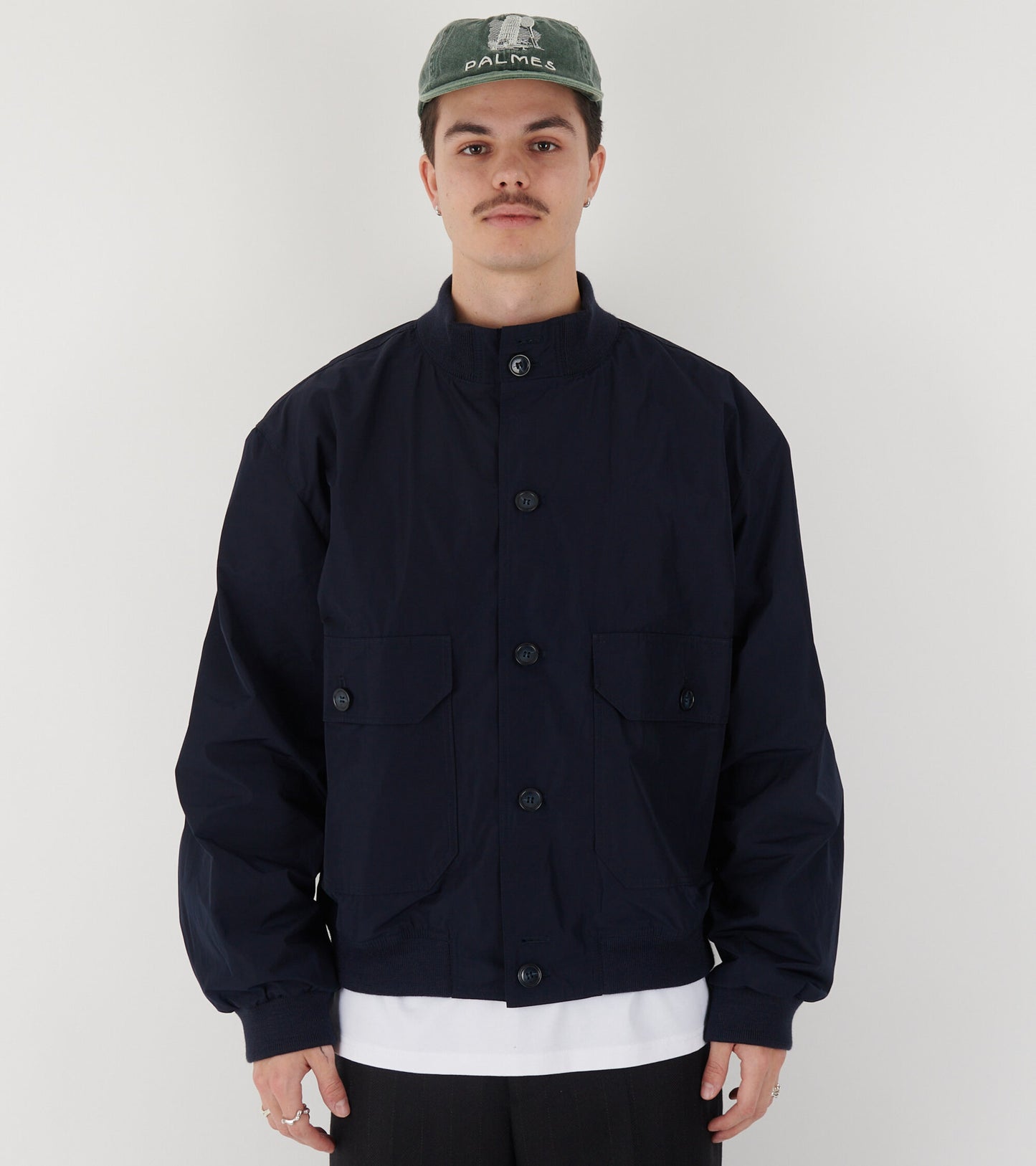 Rib Collar Blouson Navy