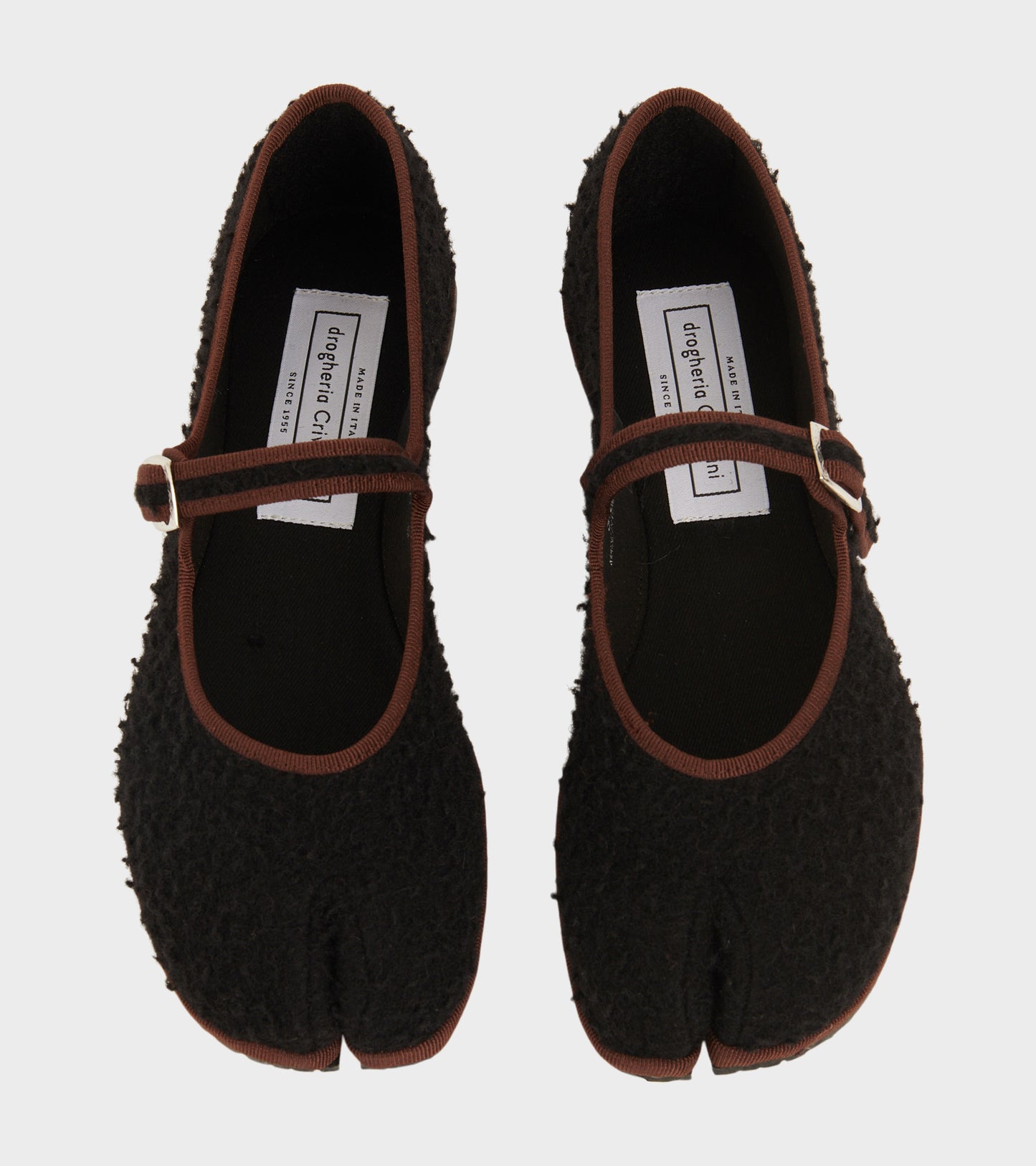 Wool Mary Jane Tabi Ballerina Black/Coffee
