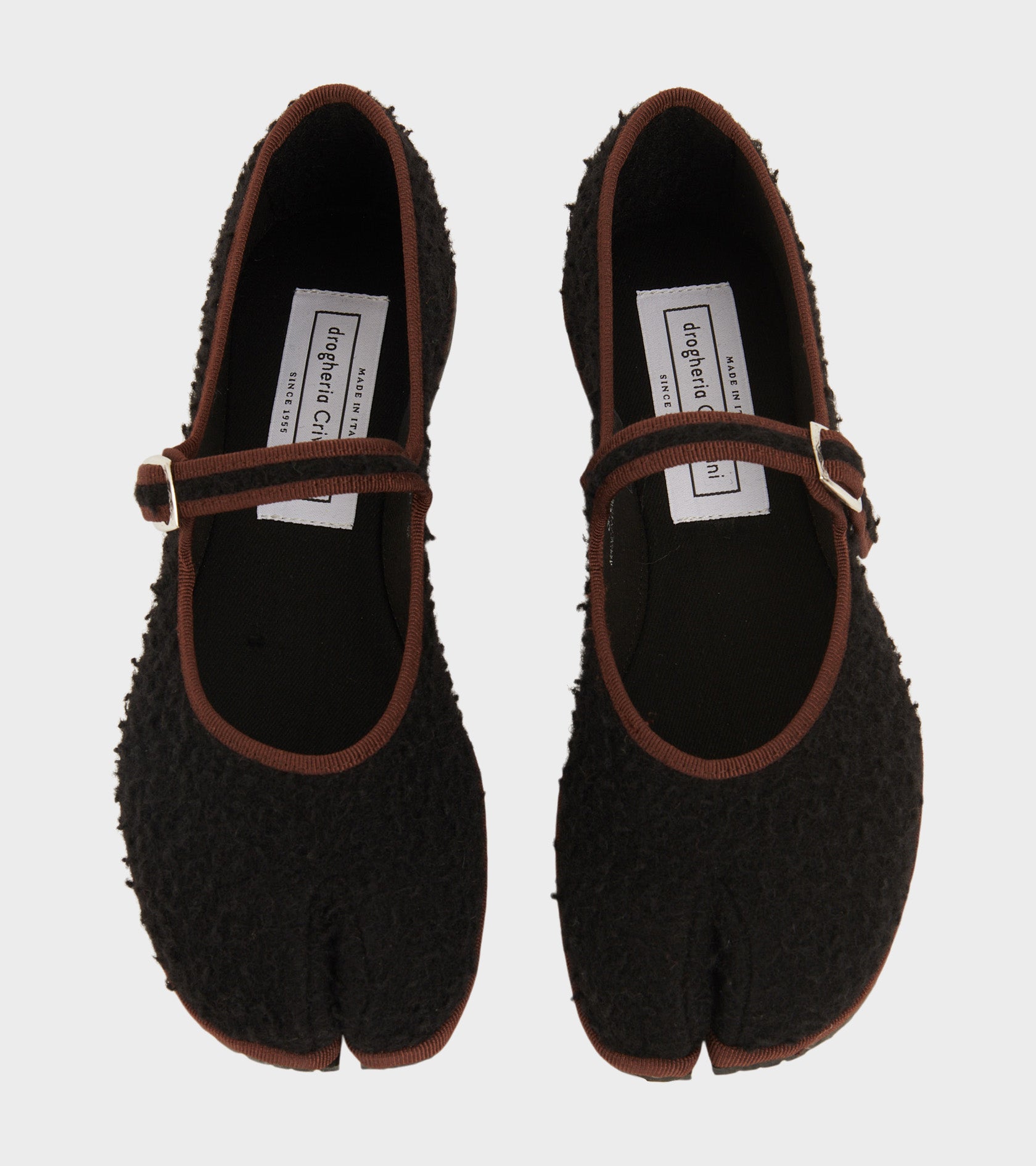 Wool Mary Jane Tabi Ballerina Black/Coffee