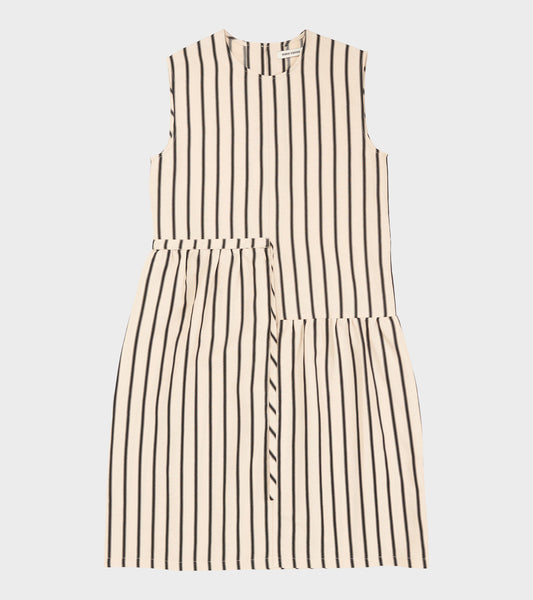 Mismatch Dress Creme Black Stripe