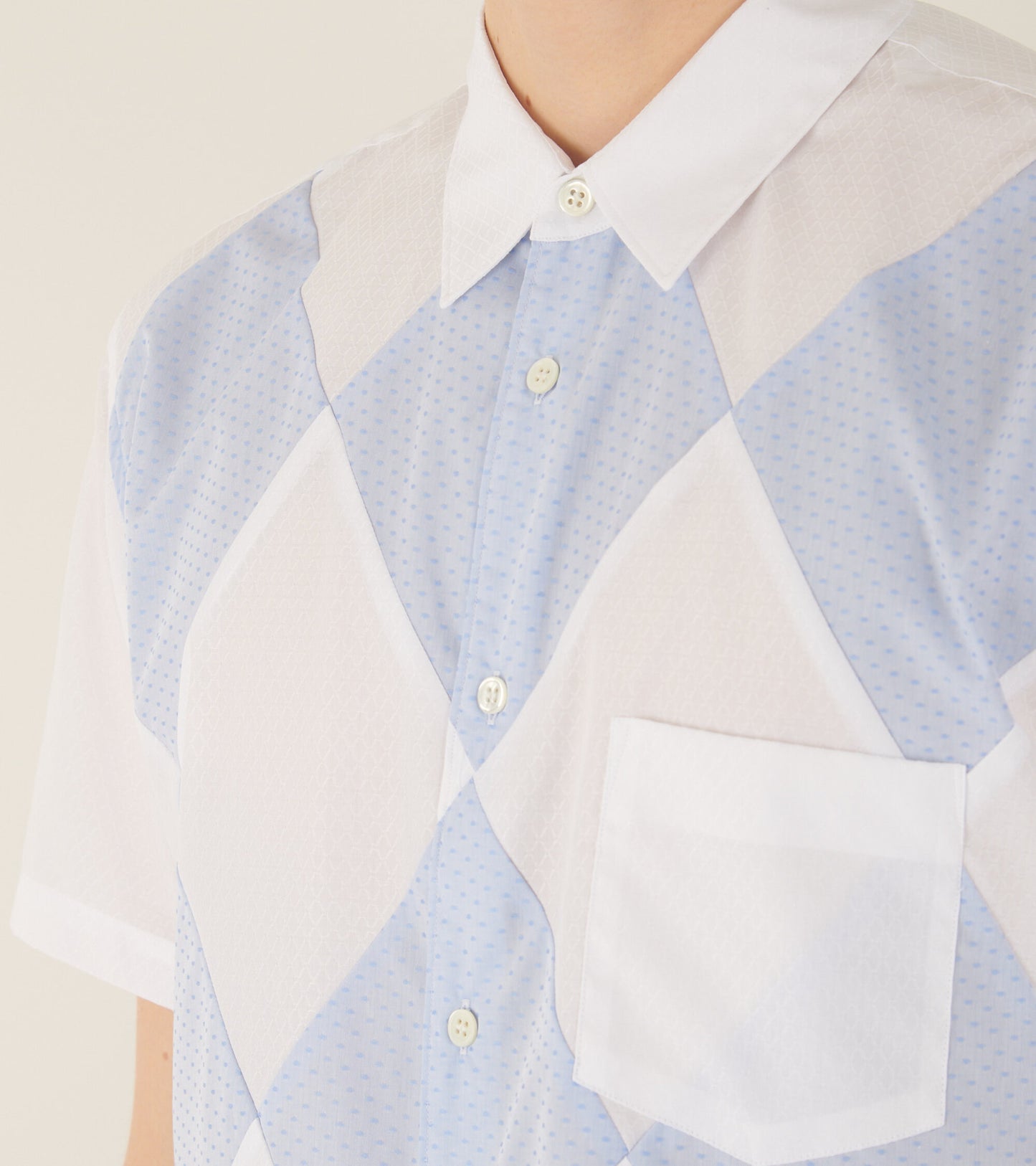 Patchwork Shirt White/Light Blue