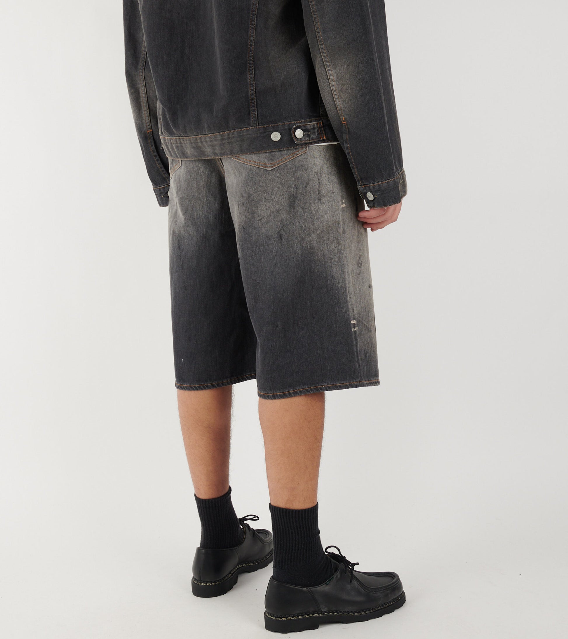 Distressed Baggy Denim Shorts Black