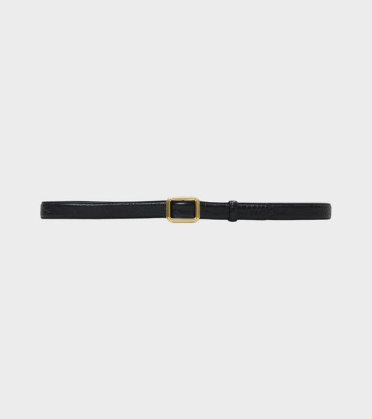 The Georgia Wide Belt Black Croc/Gold