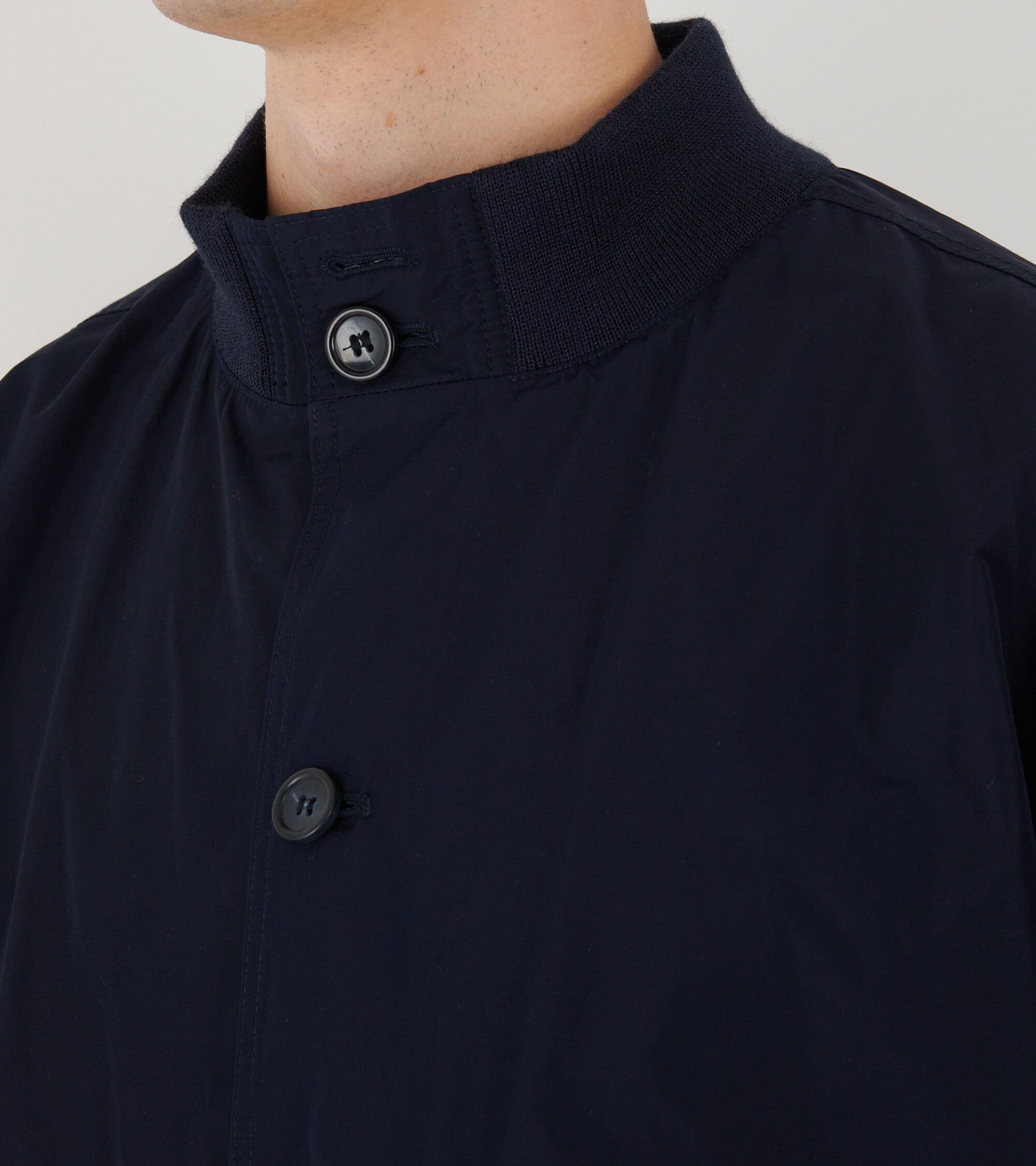 Rib Collar Blouson Navy