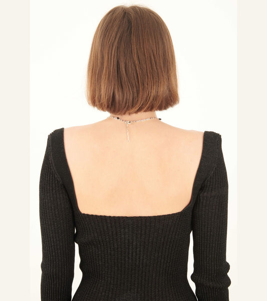 Emma Square Neck Dress Black