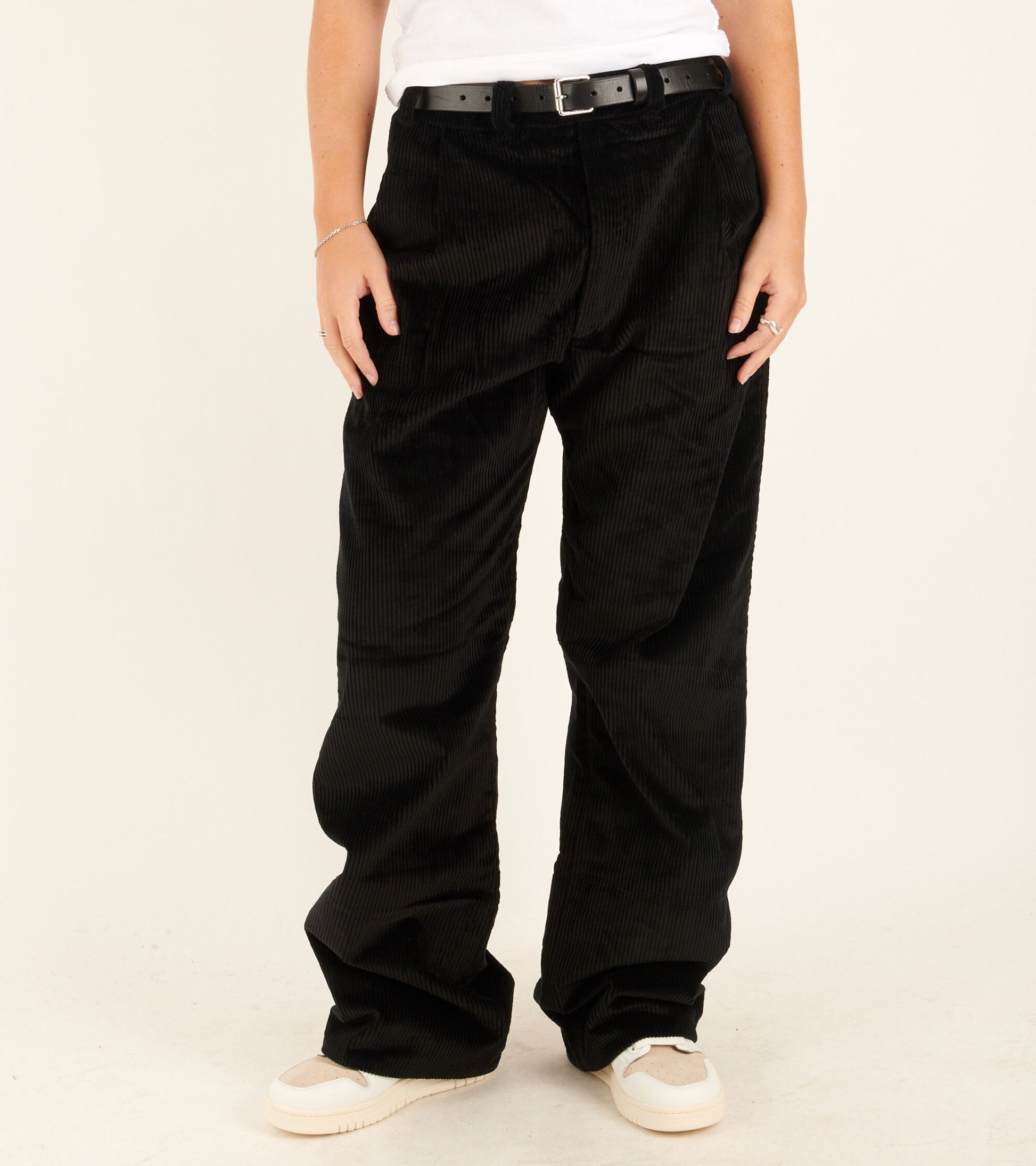 Corduroy Box Trousers Black