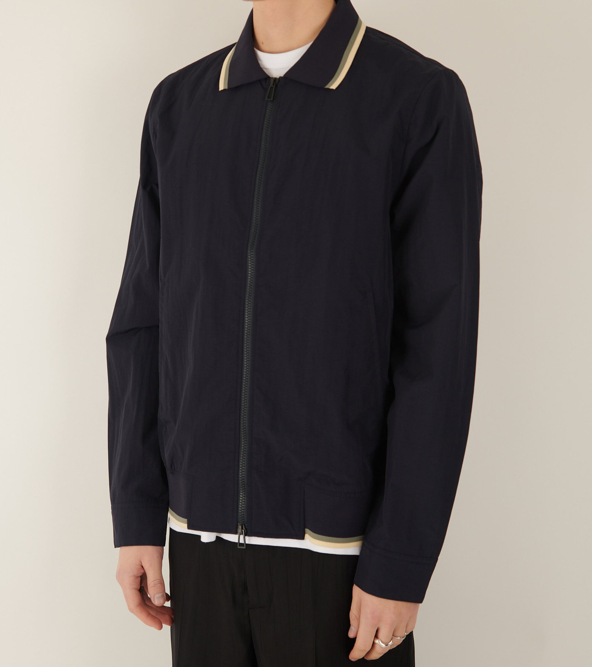 Rib Hem Harrington Jacket Navy