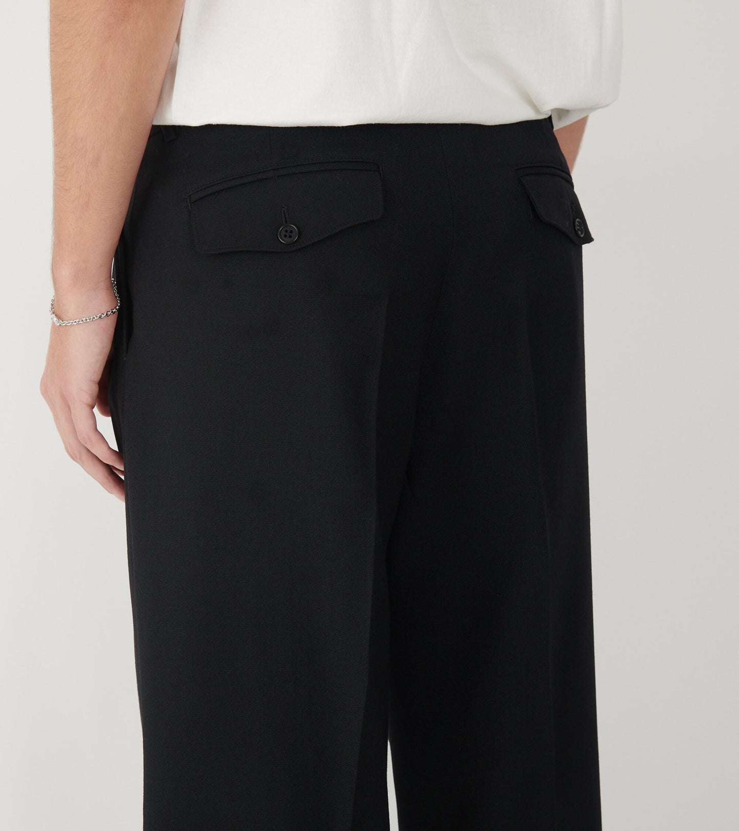 Wide Pleated Trousers Black