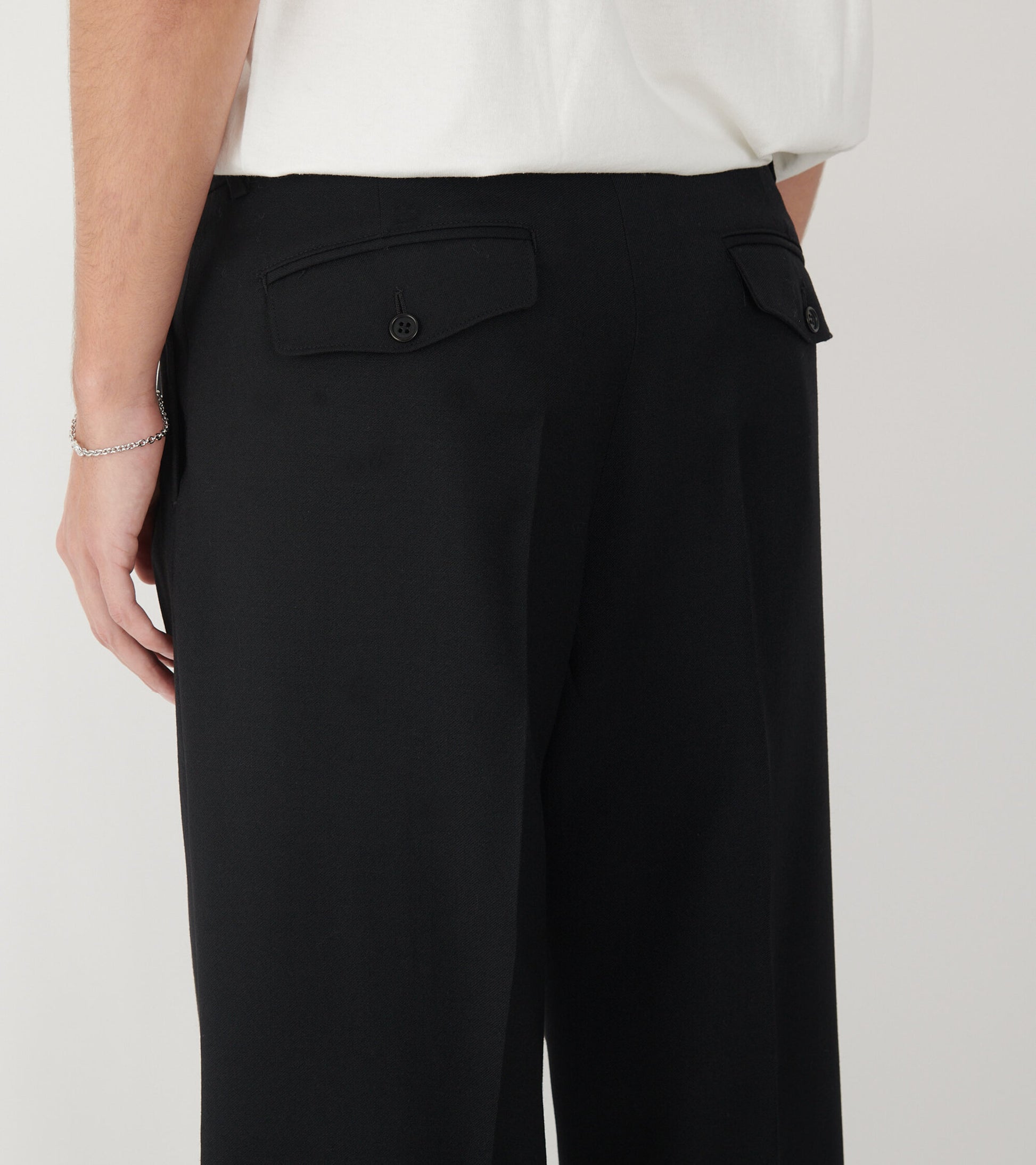 Wide Pleated Trousers Black