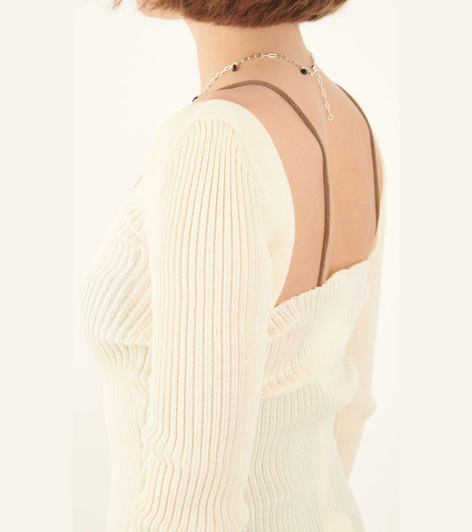 Emma Square Neck Top Ecru
