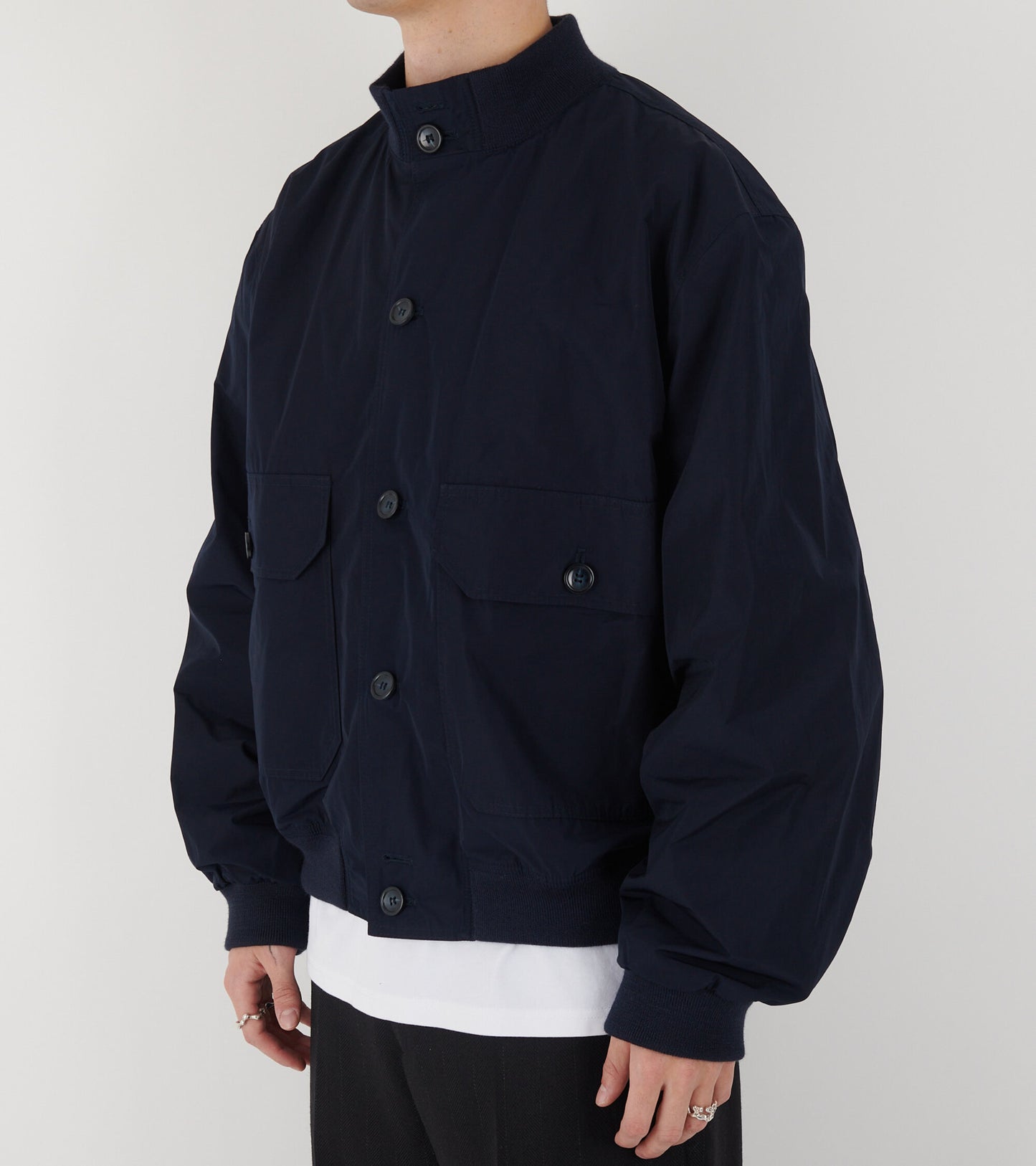Rib Collar Blouson Navy