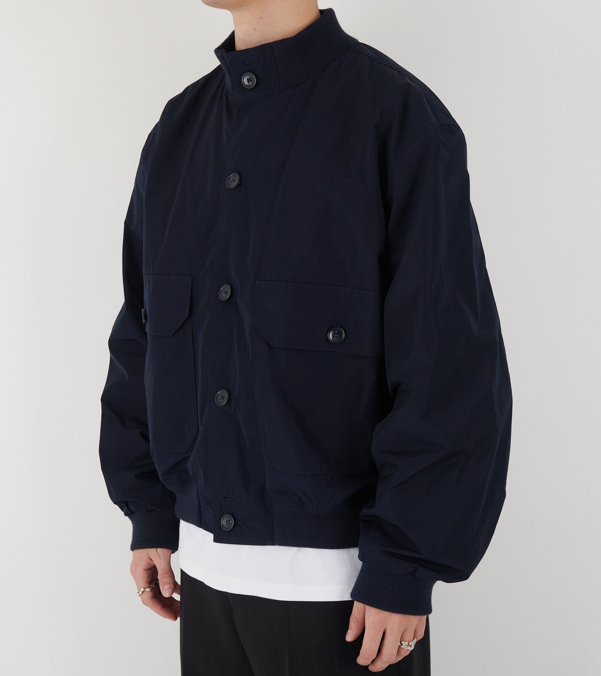 Rib Collar Blouson Navy