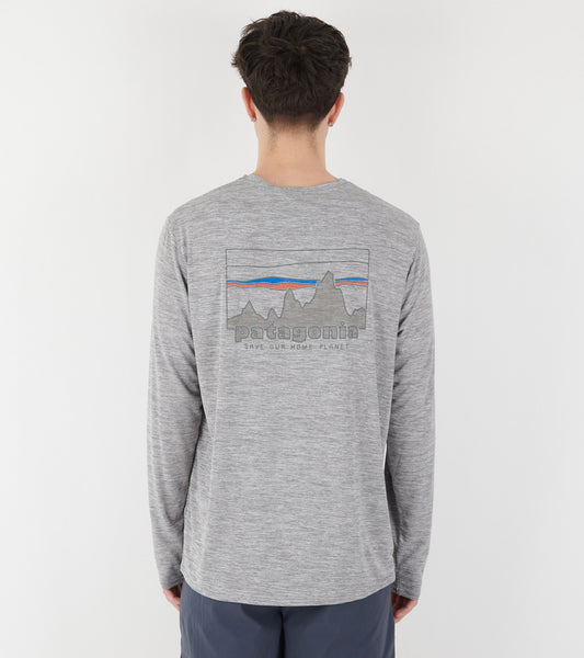 M's L/S Cap Cool Daily Graphic Shirt Skyline Feather Grey