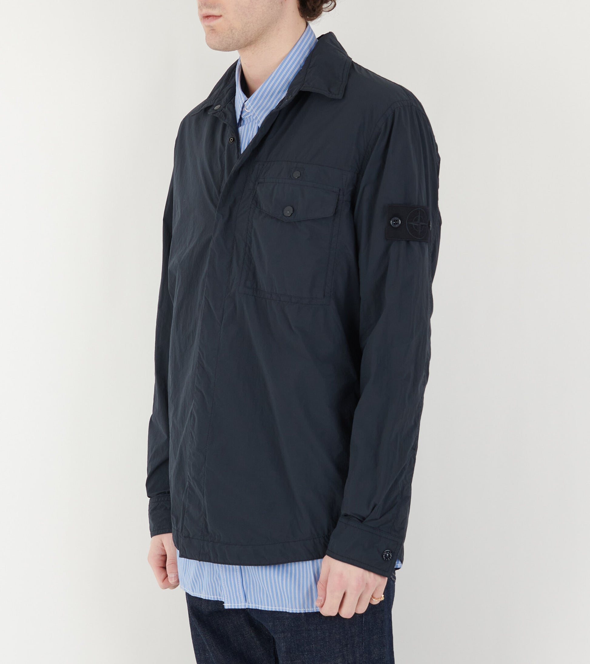 Ghost Nylon Crinkle Overshirt Navy