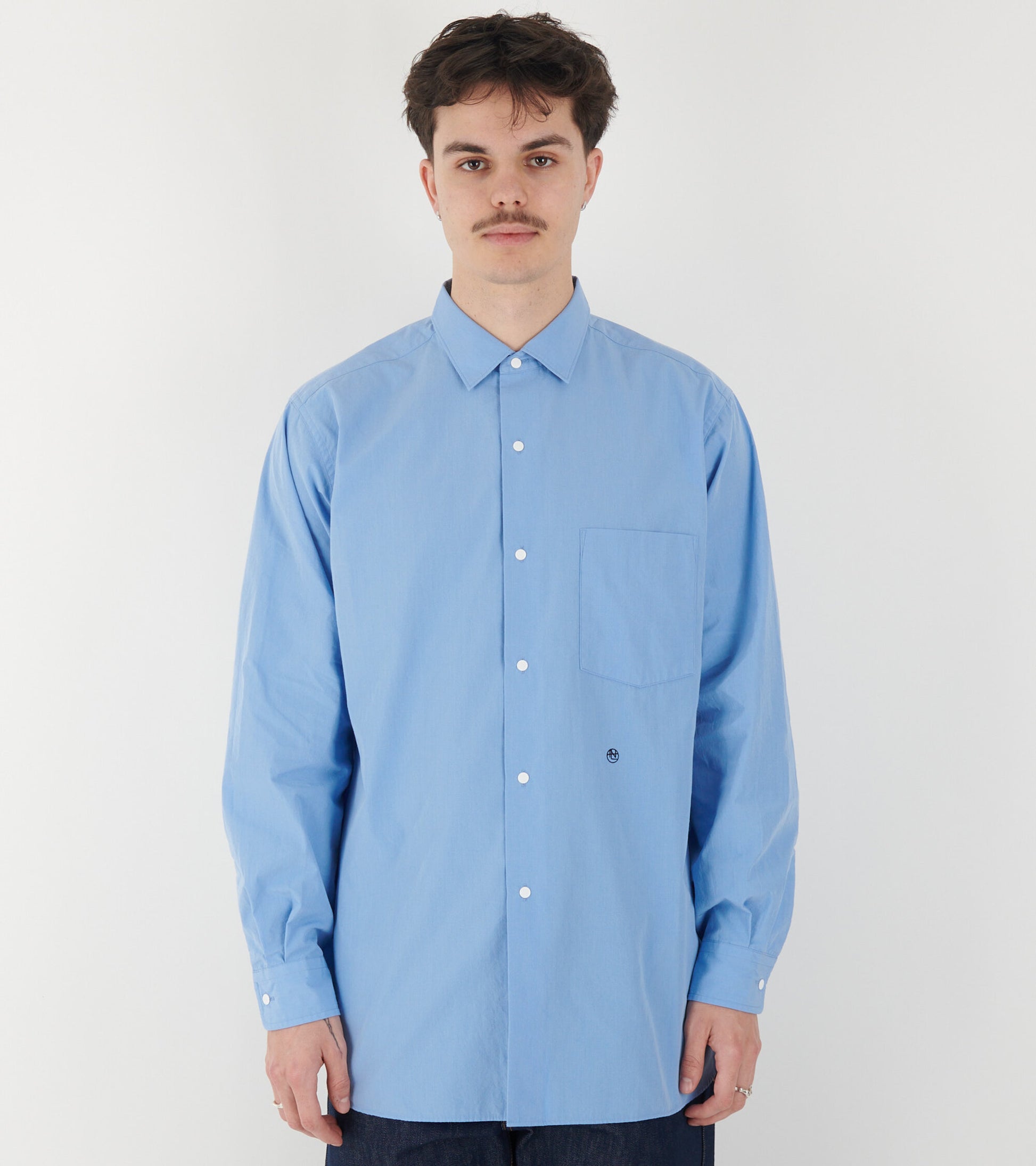 Regular Collar Wind Shirt Sax