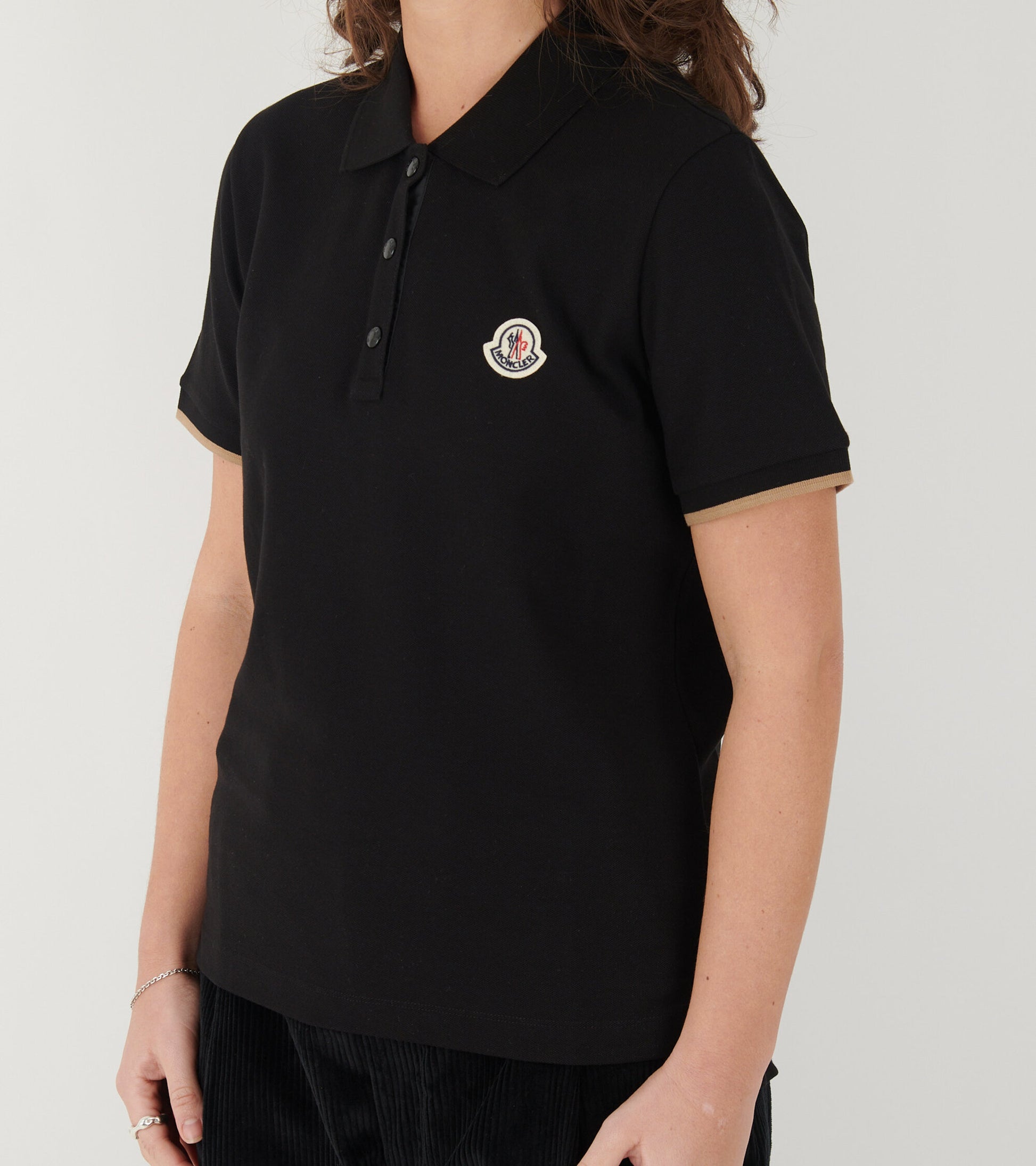 S/S Logo Cotton Polo Shirt Black/Light Brown