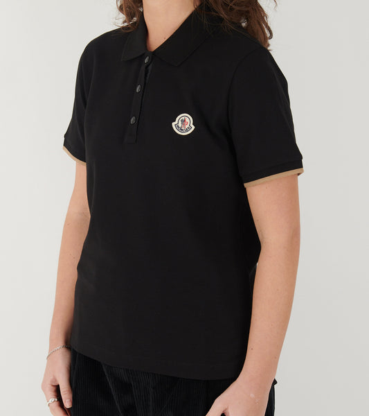 S/S Logo Cotton Polo Shirt Black/Light Brown