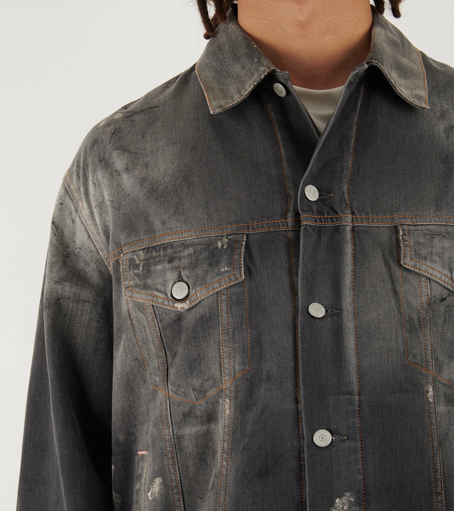 Distressed Denim Jacket Black