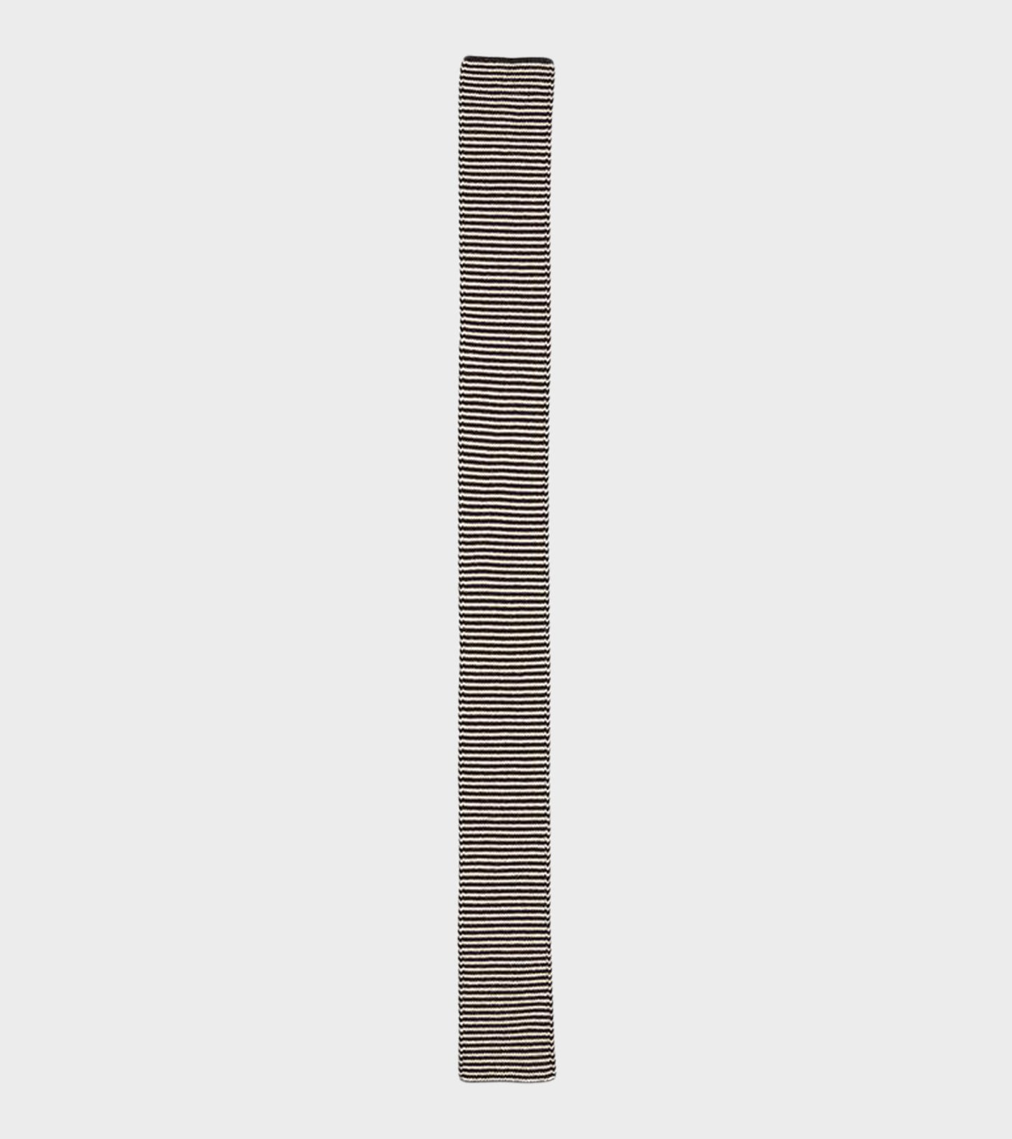 Small Thin Stripe Gartner Stitch Scarf Black/Oatmeal