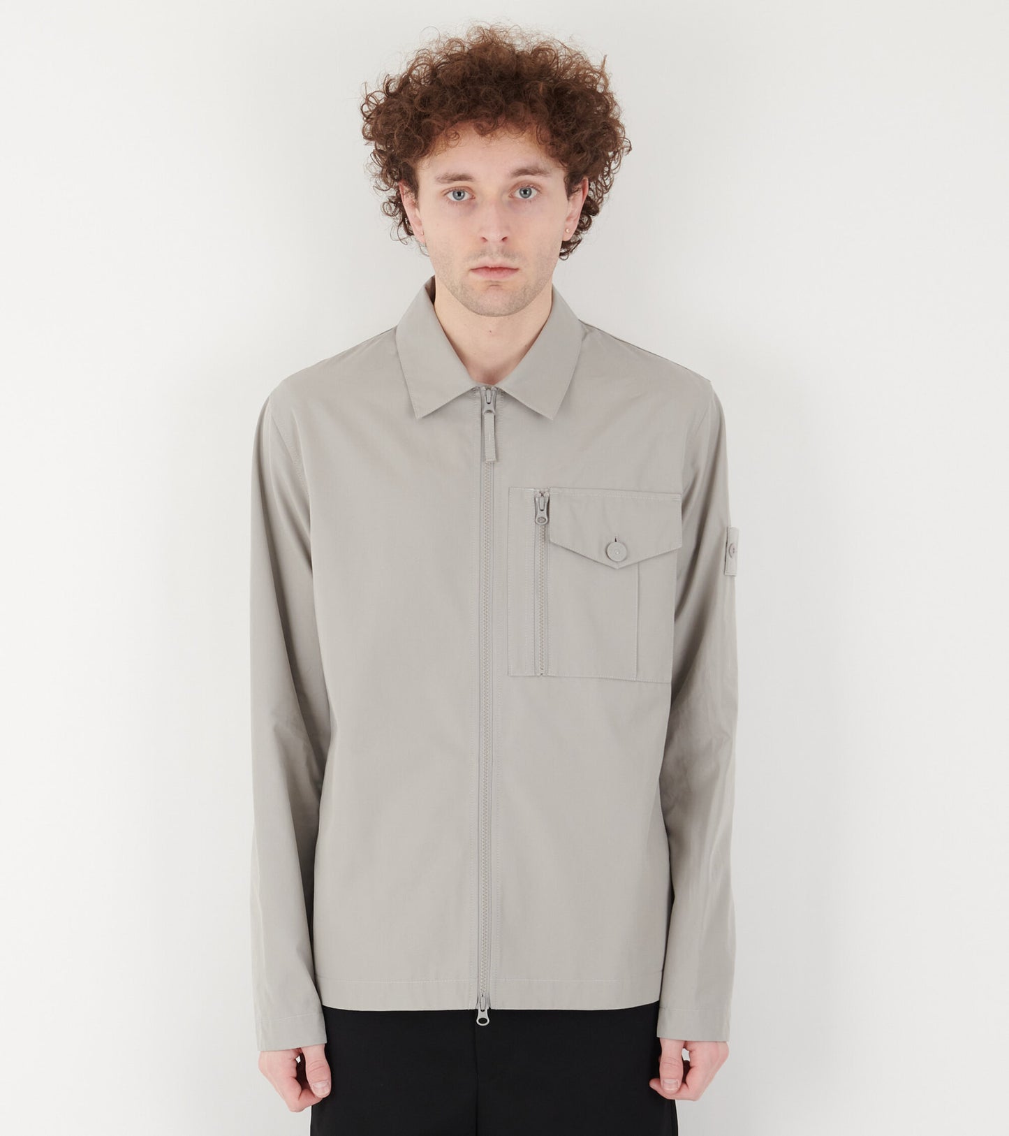 Ghost Cotton Zip Overshirt Grey