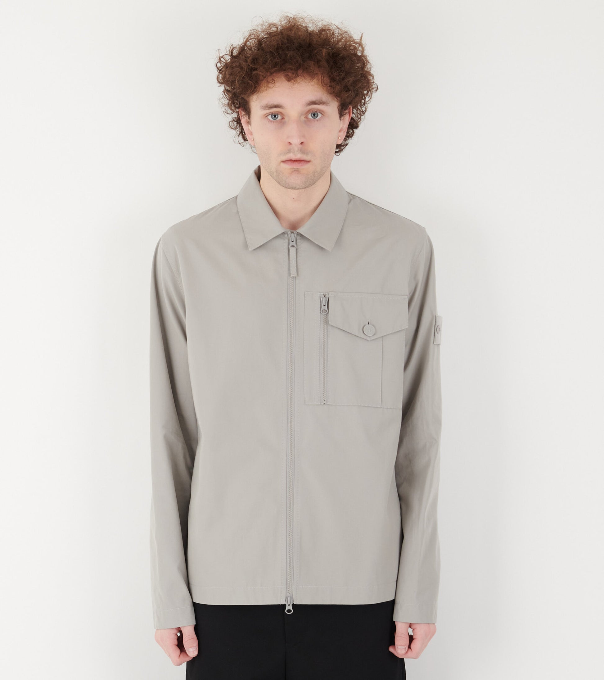 Ghost Cotton Zip Overshirt Grey