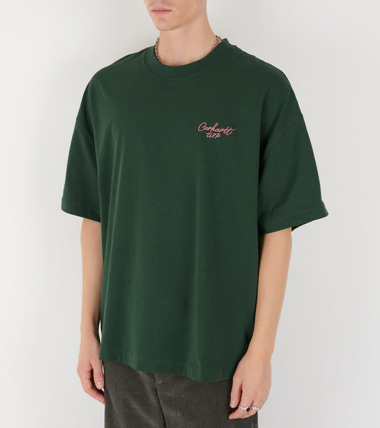 S/S Signature Script T-shirt Sycamore Tree/Dusty Rose