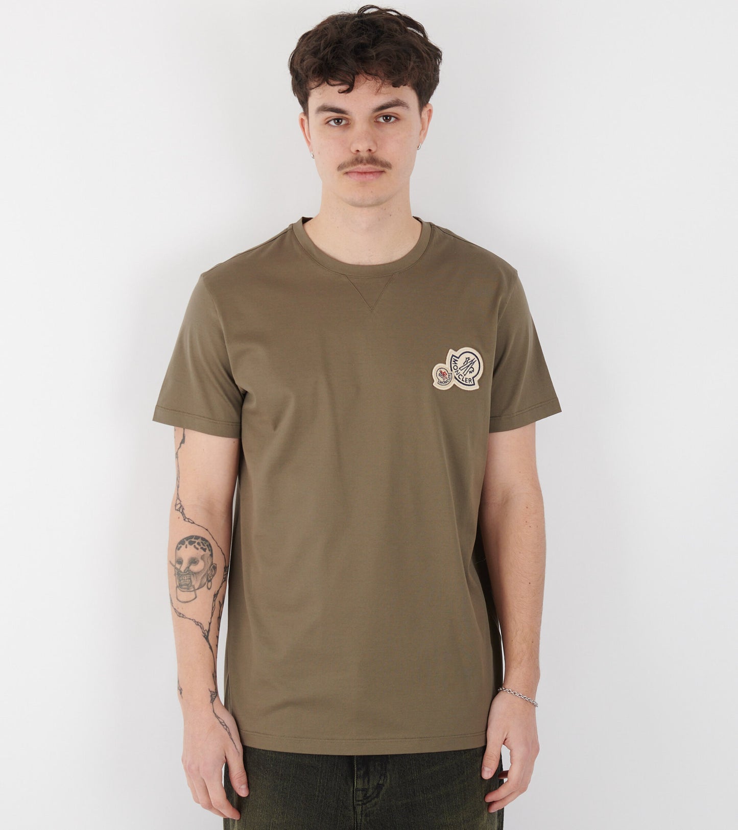 Embroidered Double Logo T-shirt Army Green