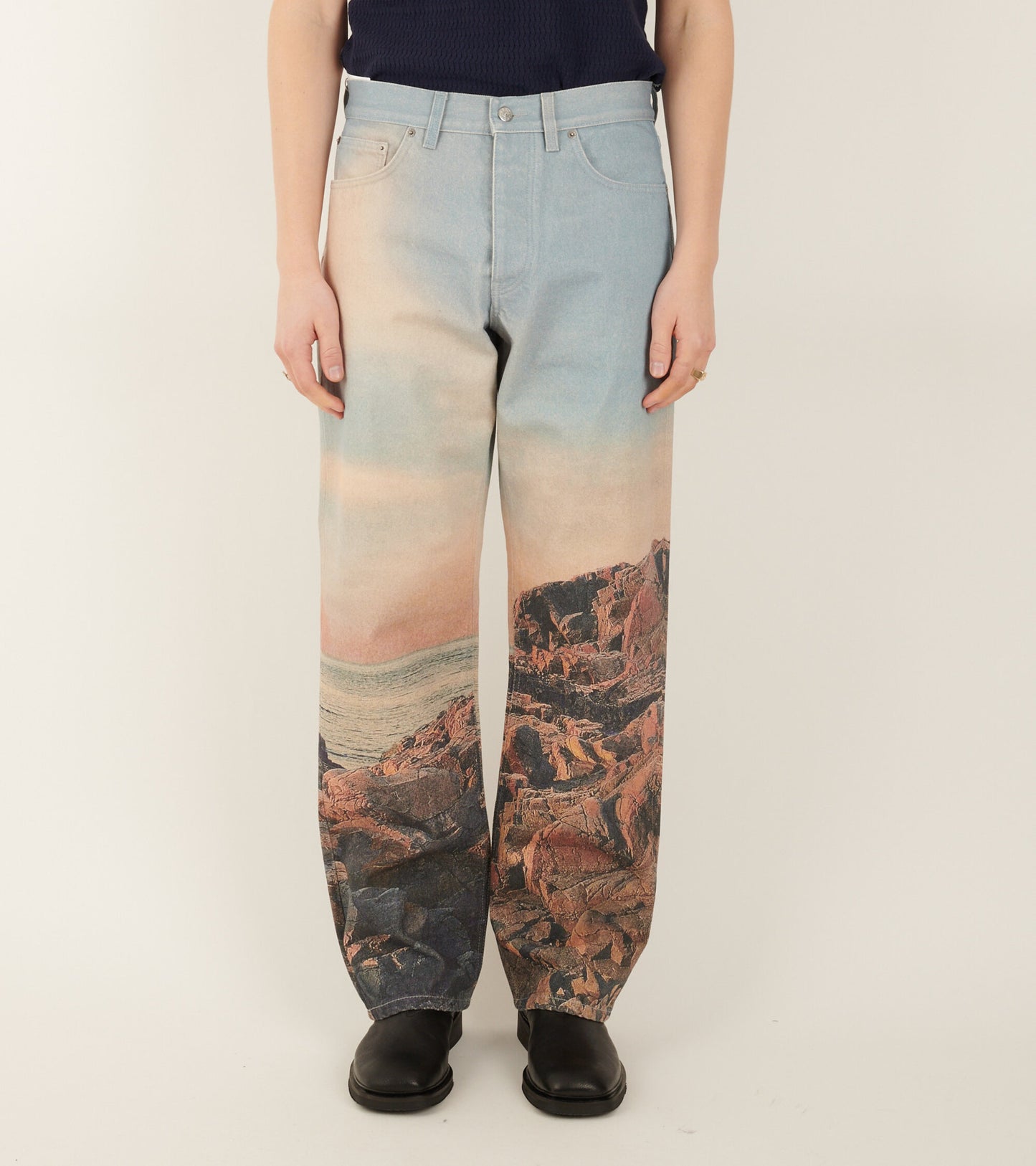 Loose Jeans Printed Sunset