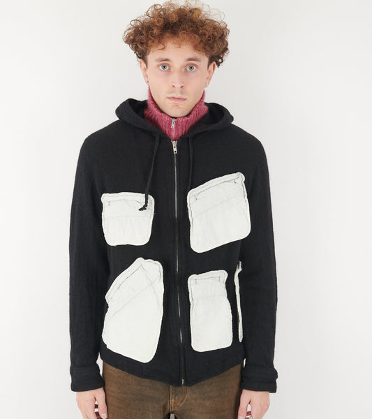 Wool Pocket Hoodie Black