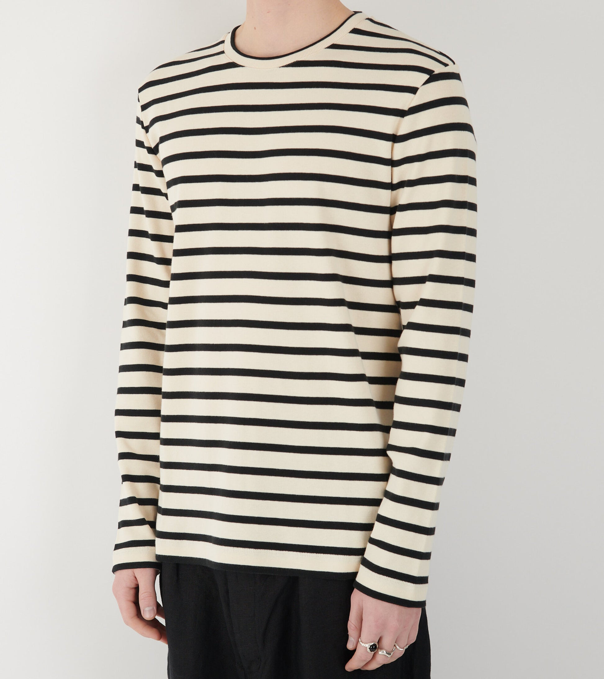 Striped L/S Crew Neck T-shirt Off-white/Black