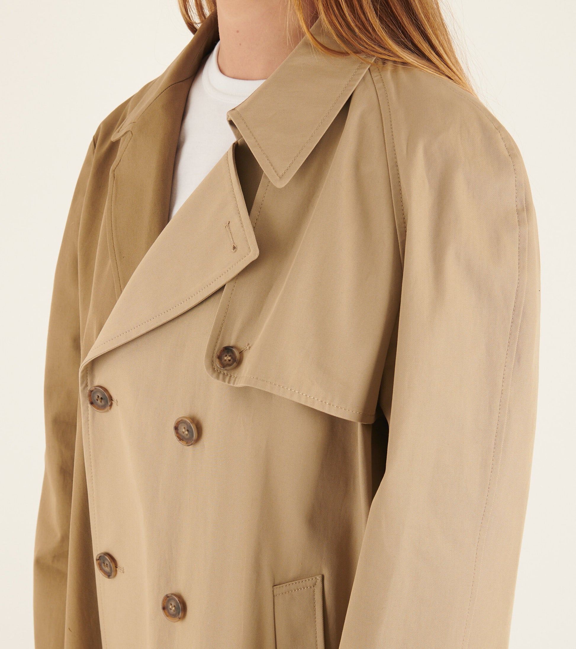 Oversize Two Tone Trench Coat Beige