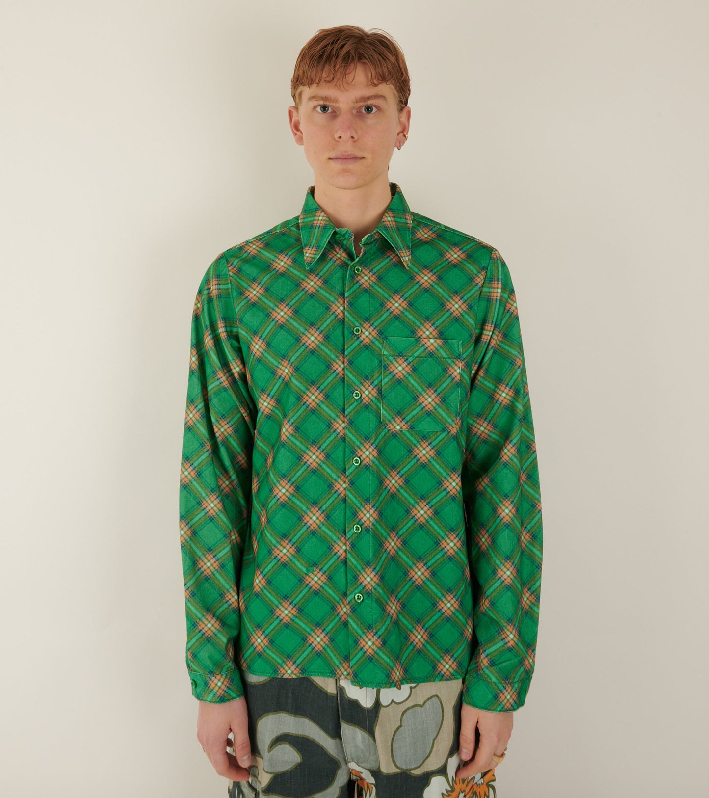 Corduroy Shirt Green Plaid